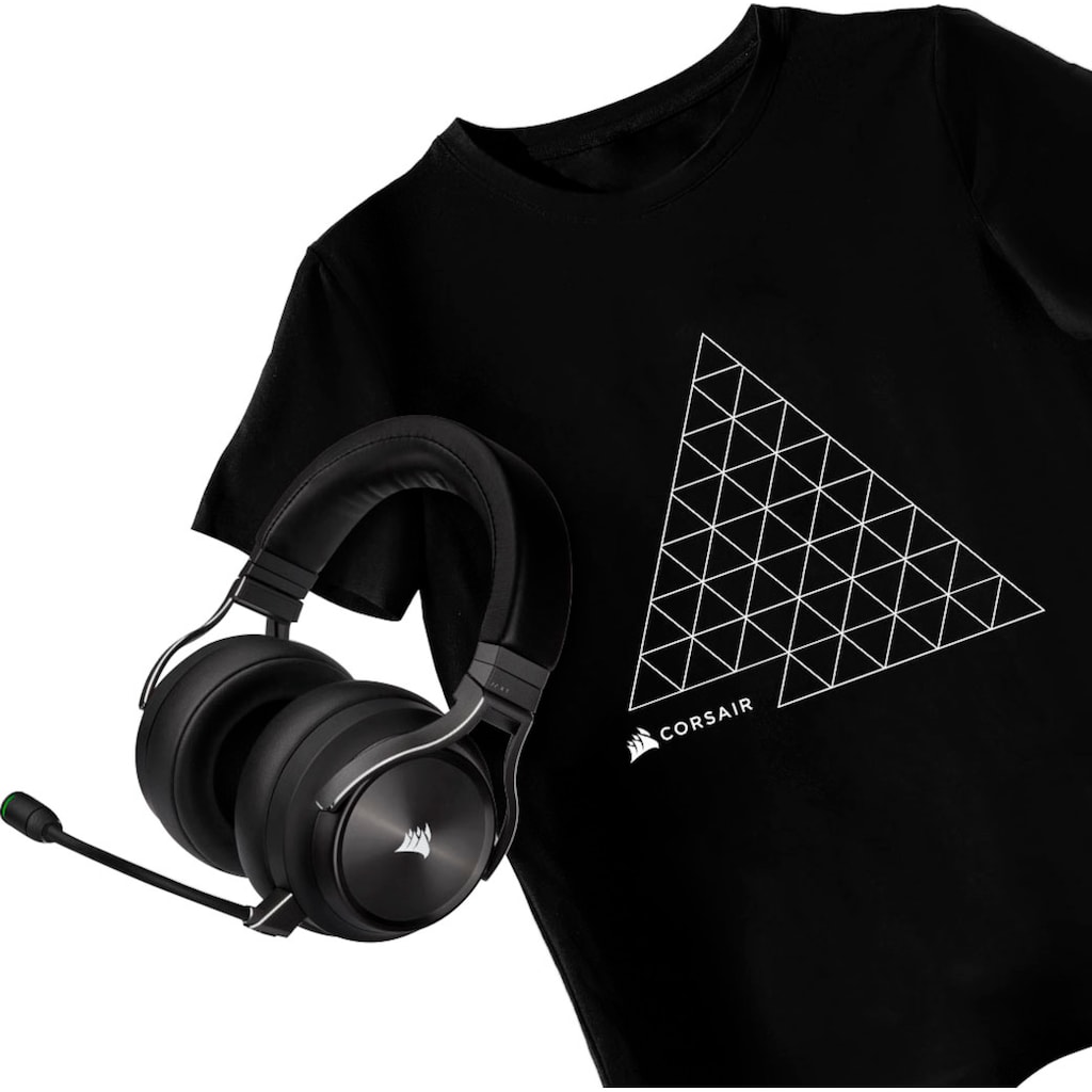 Corsair Gaming-Headset »VIRTUOSO RGB WIRELESS XT + gratis T-Shirt«, A2DP Bluetooth-HFP-HSP, Mikrofon abnehmbar