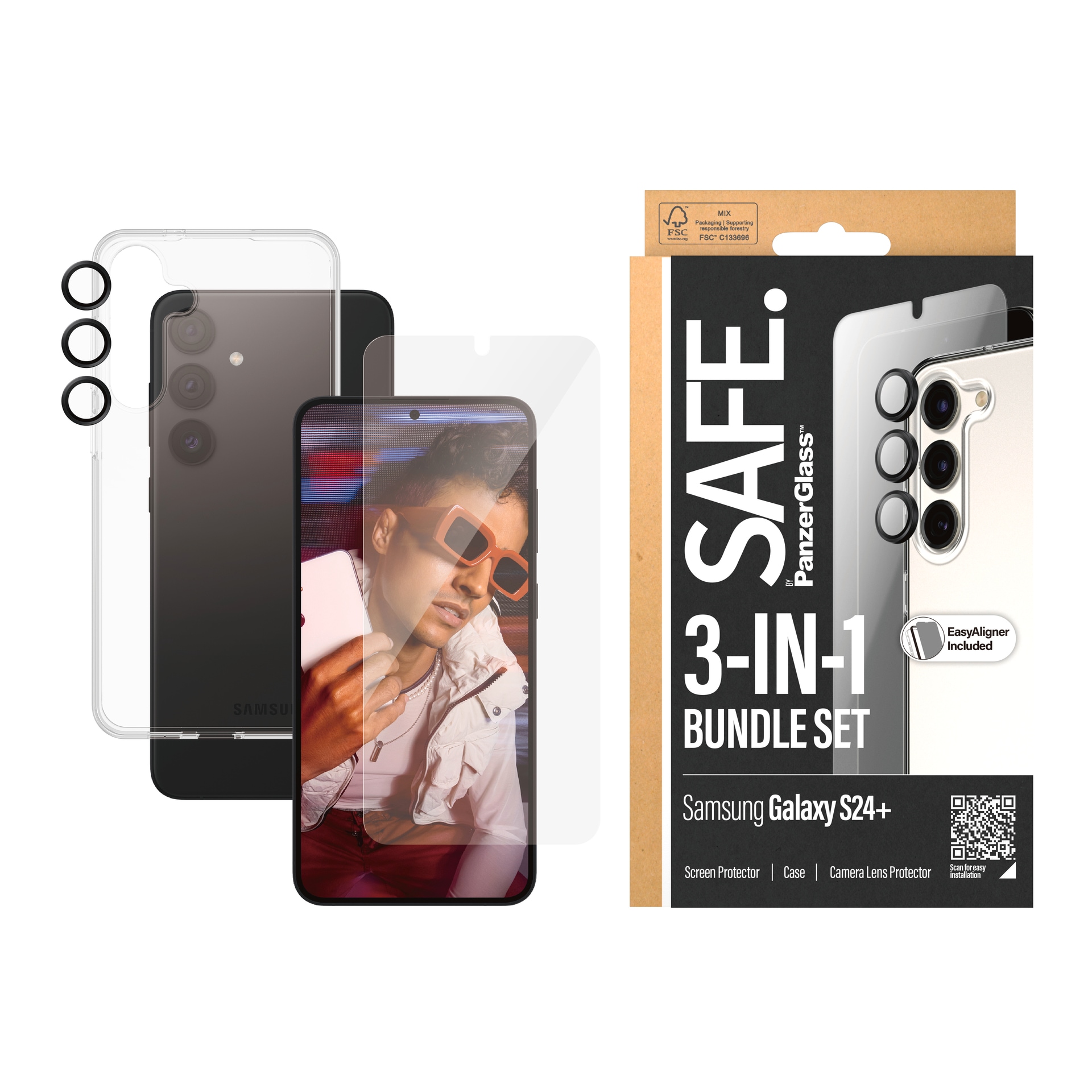 Displayschutzglas »3-in-1 Bundle Set Screen Protector, Case und Camera Lens...