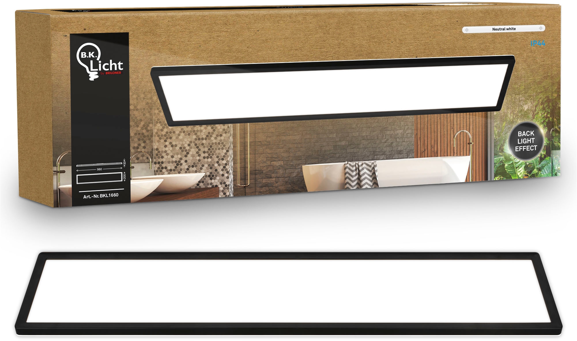 B.K.Licht LED Panel »SHALLOW« LED-Board 1 Stk. Neutralweiß 98x20x3 cm, Badlampe, Badezimmer, Küche, Wohnzimmer