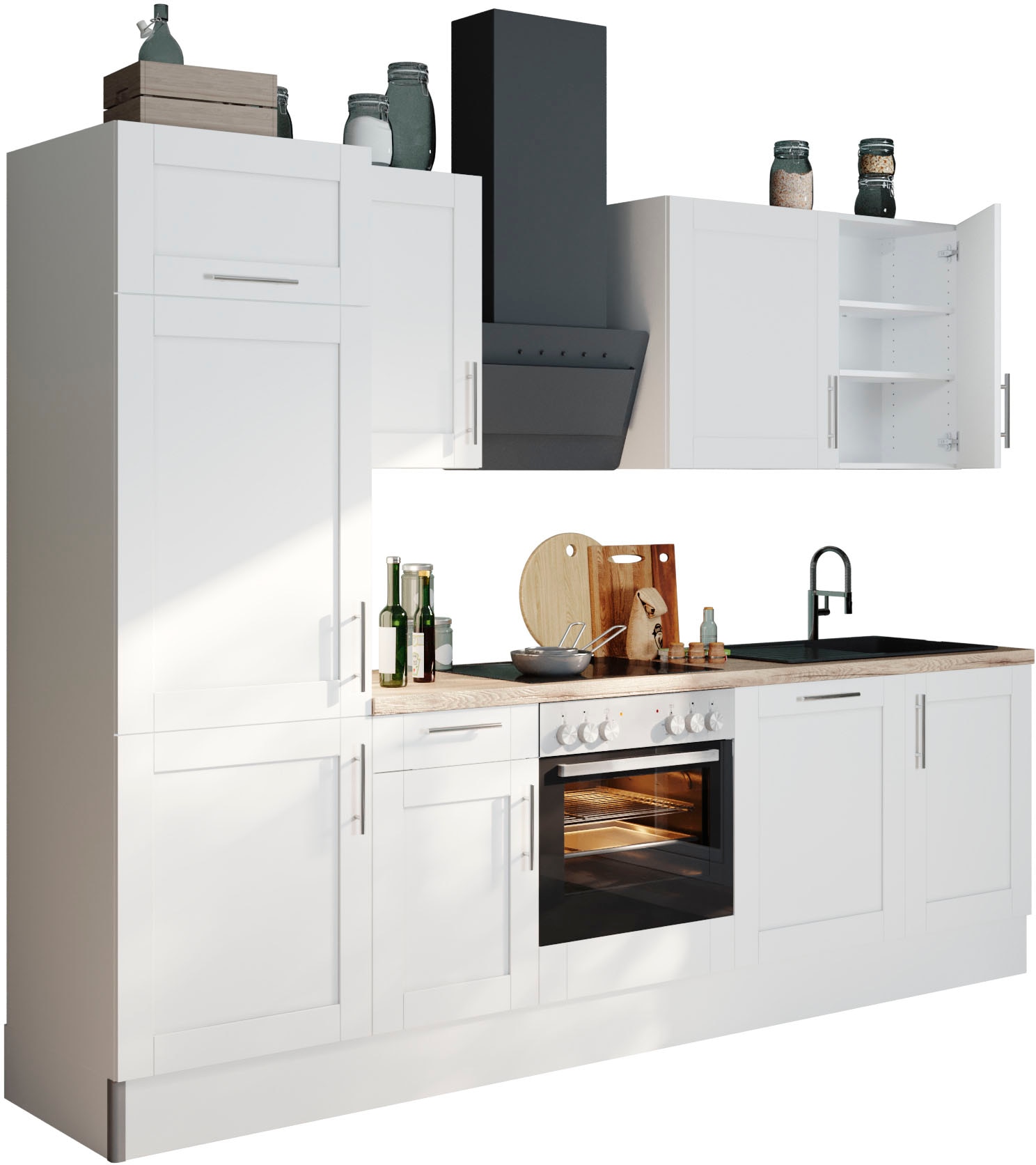 OPTIFIT Küche "Ahus", 280 cm breit,wahlweise mit E-Geräten,MDF Fronten, Soft Close Funktion