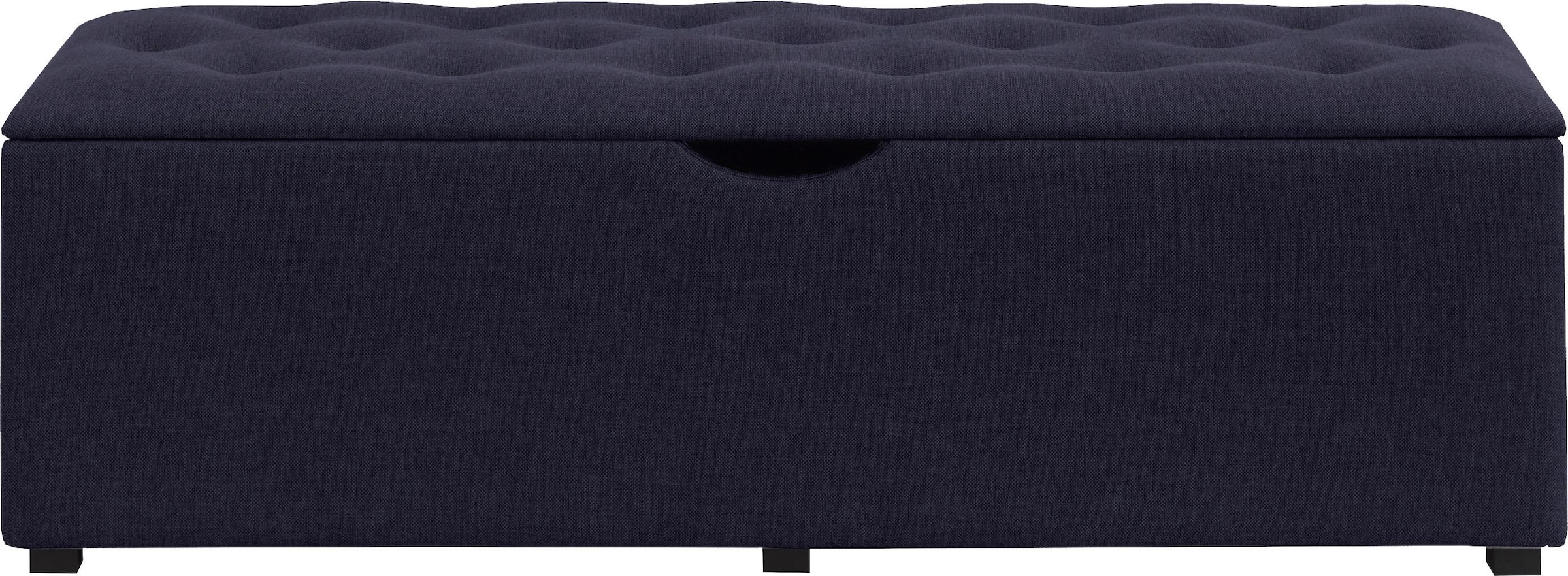 Hockerbank HOME AFFAIRE "Knobbed", blau (dunkelblau), B:120cm H:42cm T:40cm, Struktur fein (100% Polyester) für Bett Classico, Piazza, Premium und Vega;Struktur (100% Polyester) für Bett Crato und Lucina;Struktur (60% Baumwolle, 40% Leinen) für Bett Kiss;