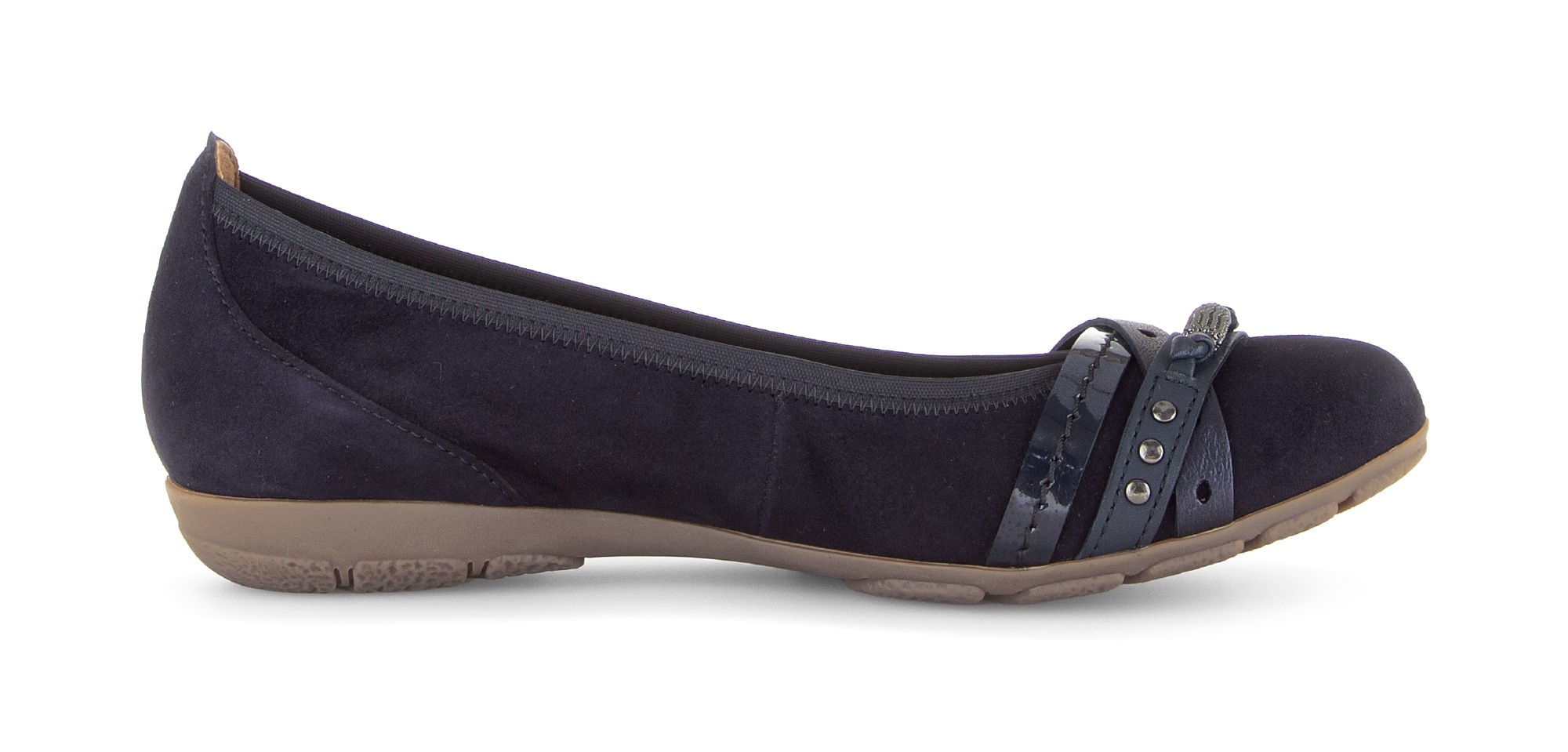 Ballerina GABOR, Damen, Gr. 40, dunkelblau kombiniert, Veloursleder, Schuhe Ballerina, Businessschuh, Schlupfschuh mit Zierelementen in Metallicoptik 6