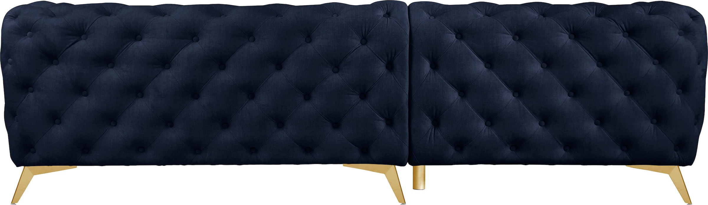 Leonique Chesterfield-Sofa »Ecksofa GLYNIS L-Form mit Wellenunterfederung, Maße B/T/H 264/204/75cm«, aufwändige Knopfheftung, moderne Chesterfield Optik, Fußfarbe wählbar
