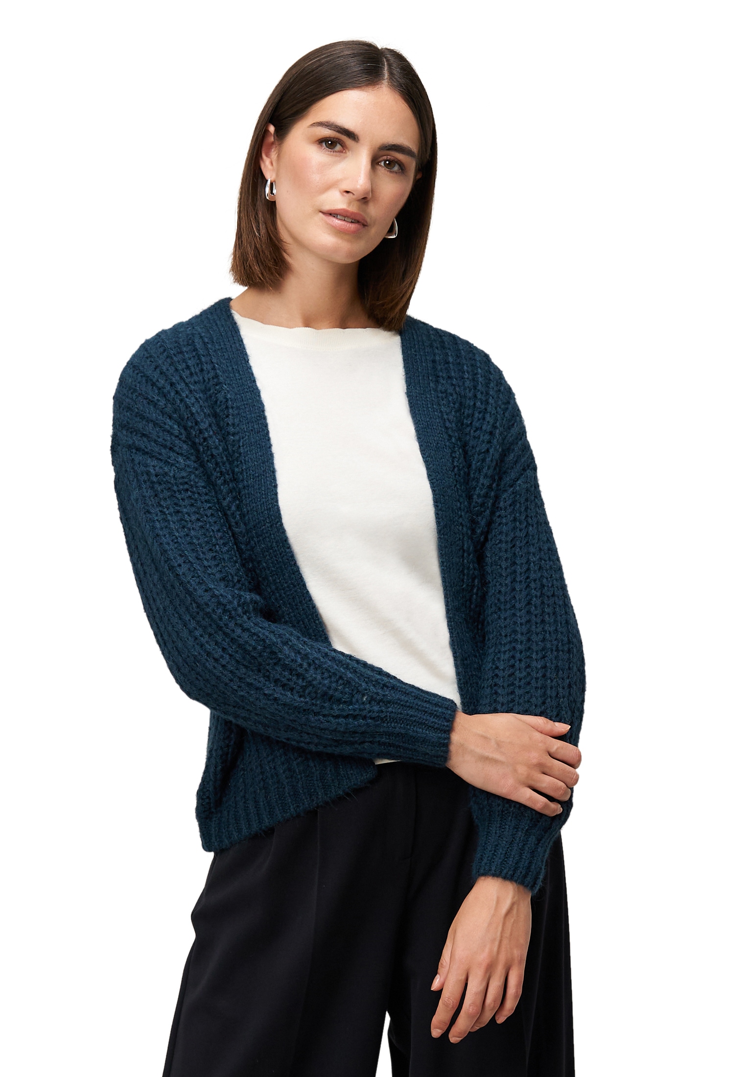 Zero Strickjacke "Damen Grobstrickjacke offener Style" 1 Stk. tlg. Plain/oh günstig online kaufen