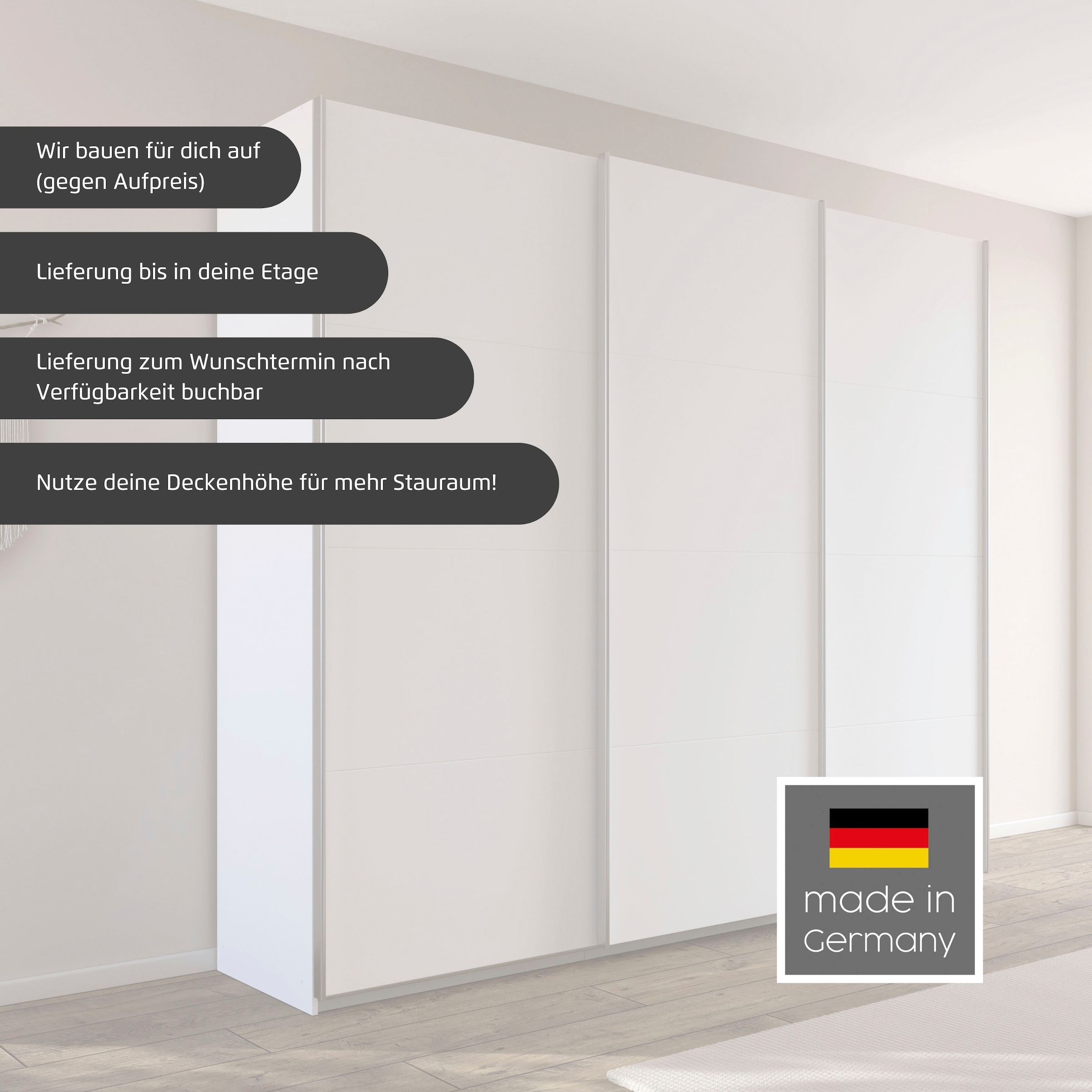 rauch Schwebetürenschrank »Kleiderschrank Schrank OTTO´S CHOICE Garderobe AGORDO«, (in zwei Griff-Farben), Top Innenausstattung, in 4 Breiten und 2 Höhen MADE IN GERMANY