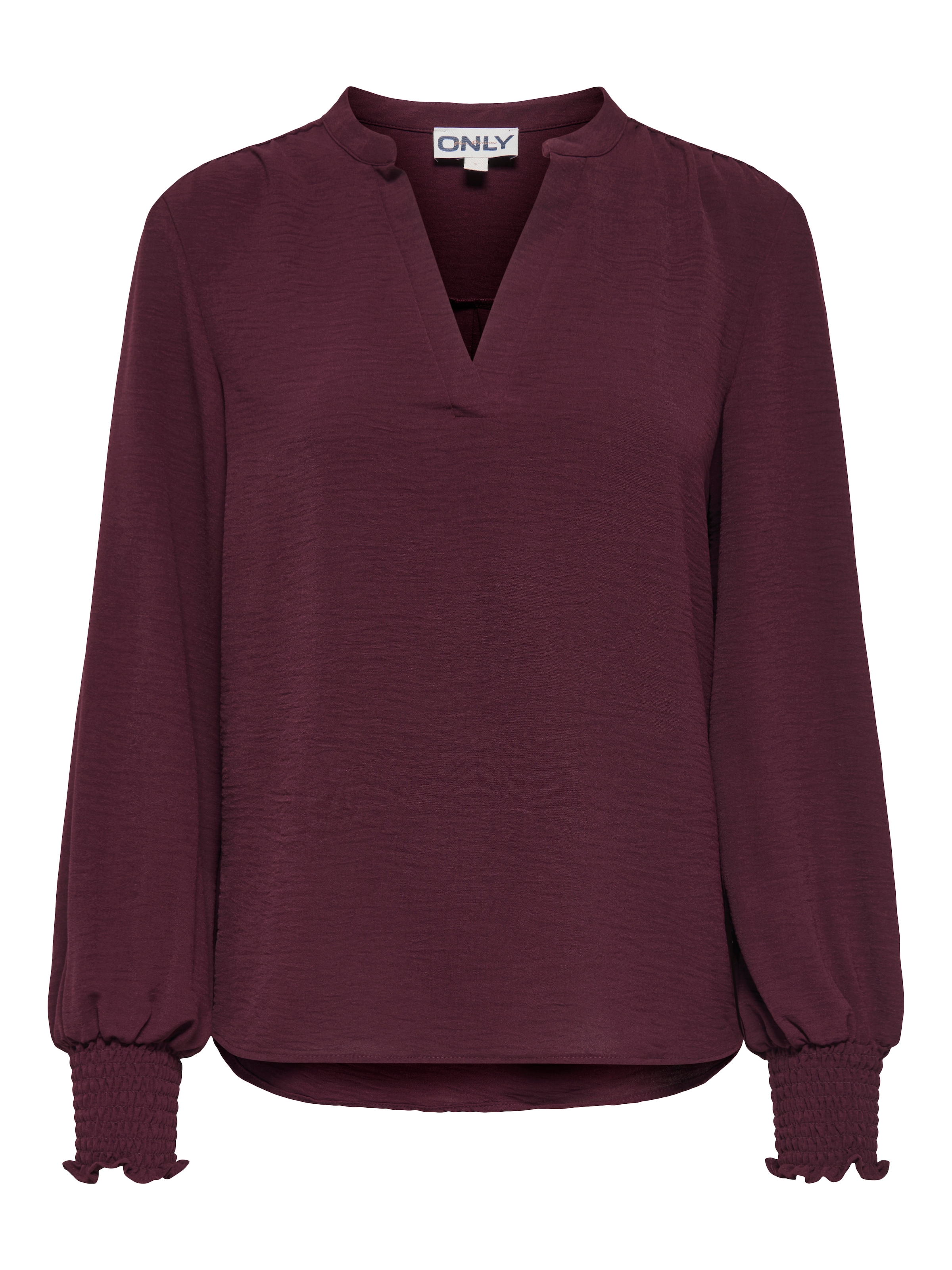 ONLY Blusenshirt »ONLMETTE V-NECK LS SMOCK TOP NOOS WVN« Kunstfaser, regular fit