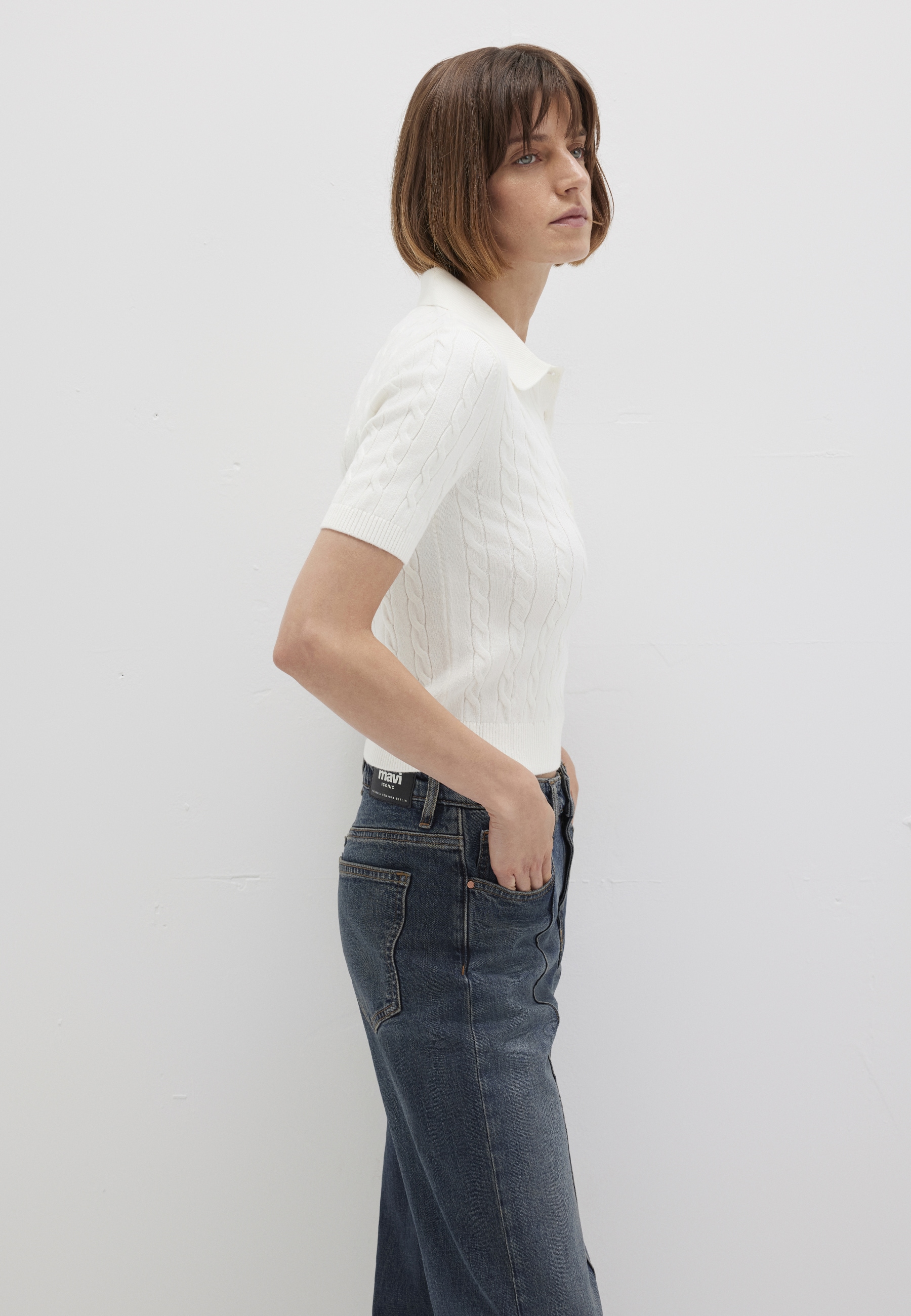 Mavi Strickpullover »POLO COLLAR SWEATER« Top Strick