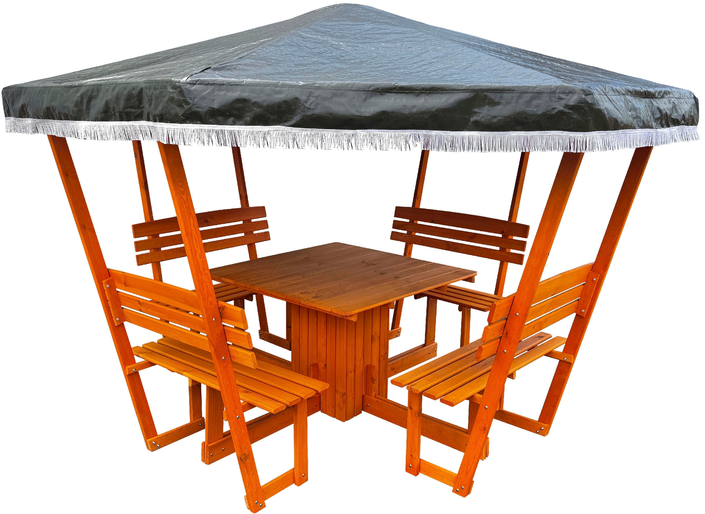 promadino Holzpavillon »Rosenheim«, (Set), BxT: 304x304 cm, inkl. Sitzgruppe