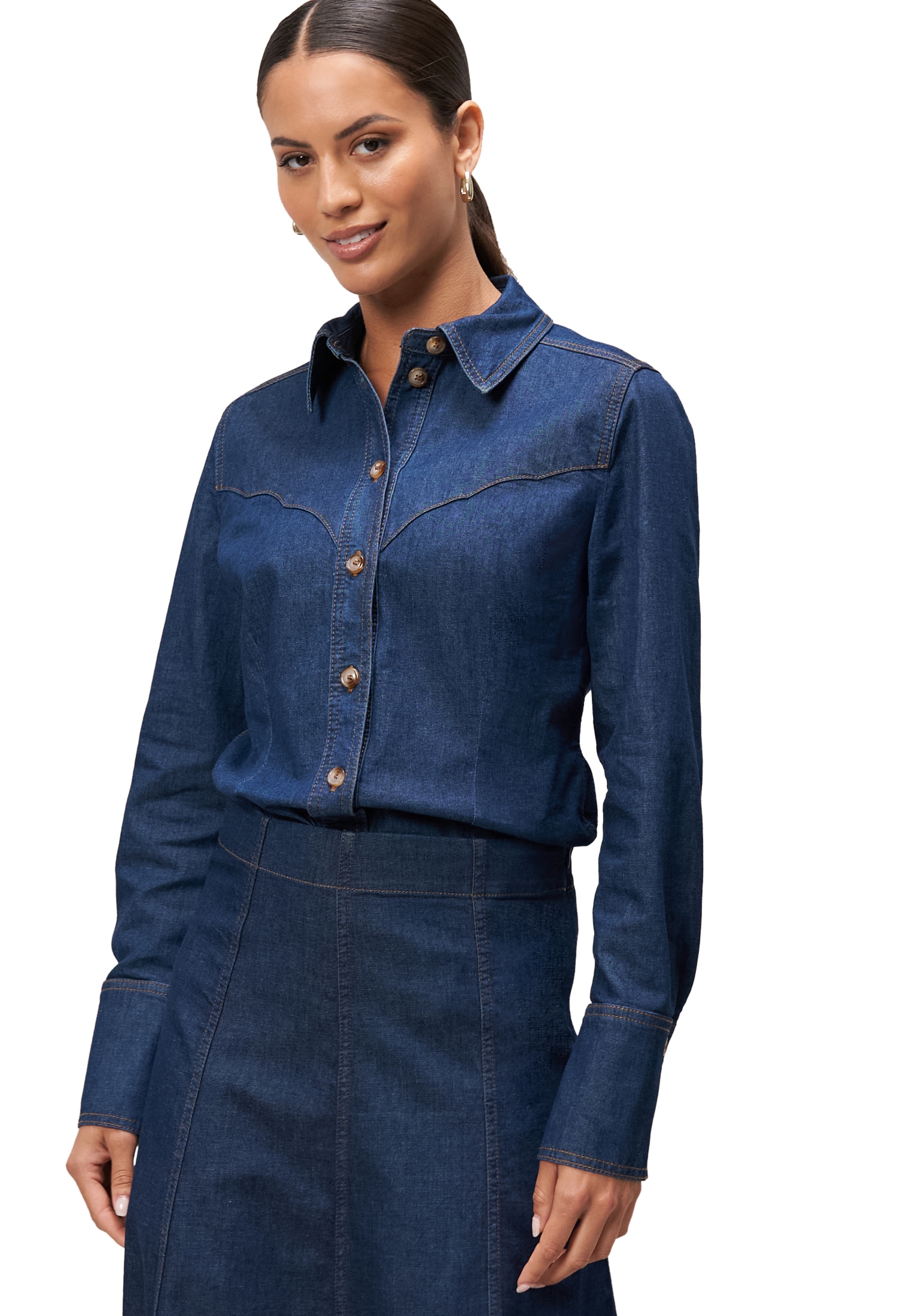 Zero Jeansbluse "zero Damen Jeanshemd mit Knopfleiste" günstig online kaufen