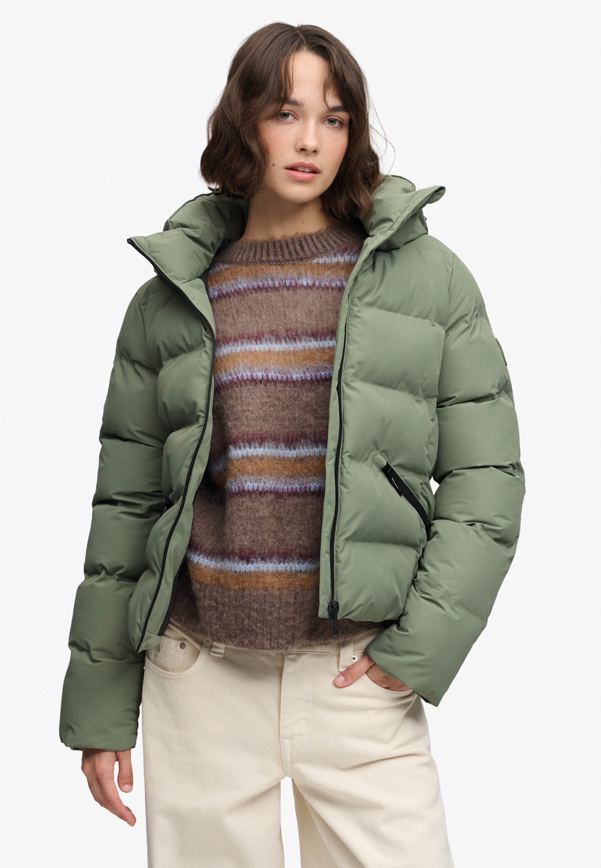 Superdry Steppjacke "HOODED CITY PADDED JACKET" mit Kapuze Kunstfaser, relaxed fit