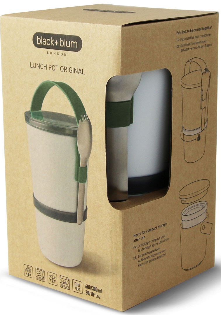 Thumbnail - black+blum Lunchbox Set, 1 Stk. tlg. 2-in-1, mit Tragegurt und Göffel (Gabel-Löffel-Kombination), 900 ml