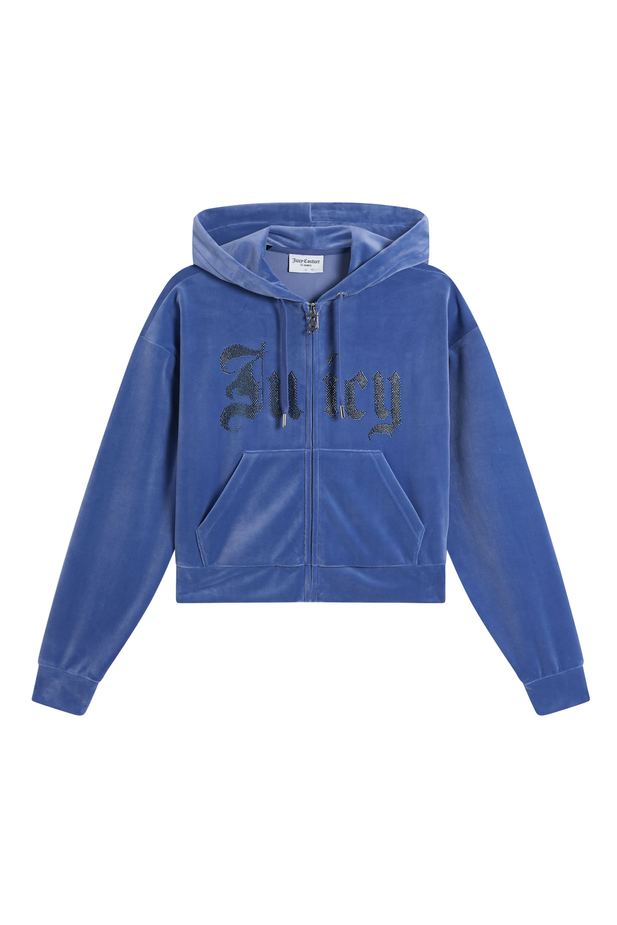 Juicy Couture Kapuzennickijacke "OLD GOTHIC ICCLE HOODIE Damen" mit Kapuze Trainingsjacke Damen, Sweatjacke mit Kapuze, Velour, mit Glitzer, Sale