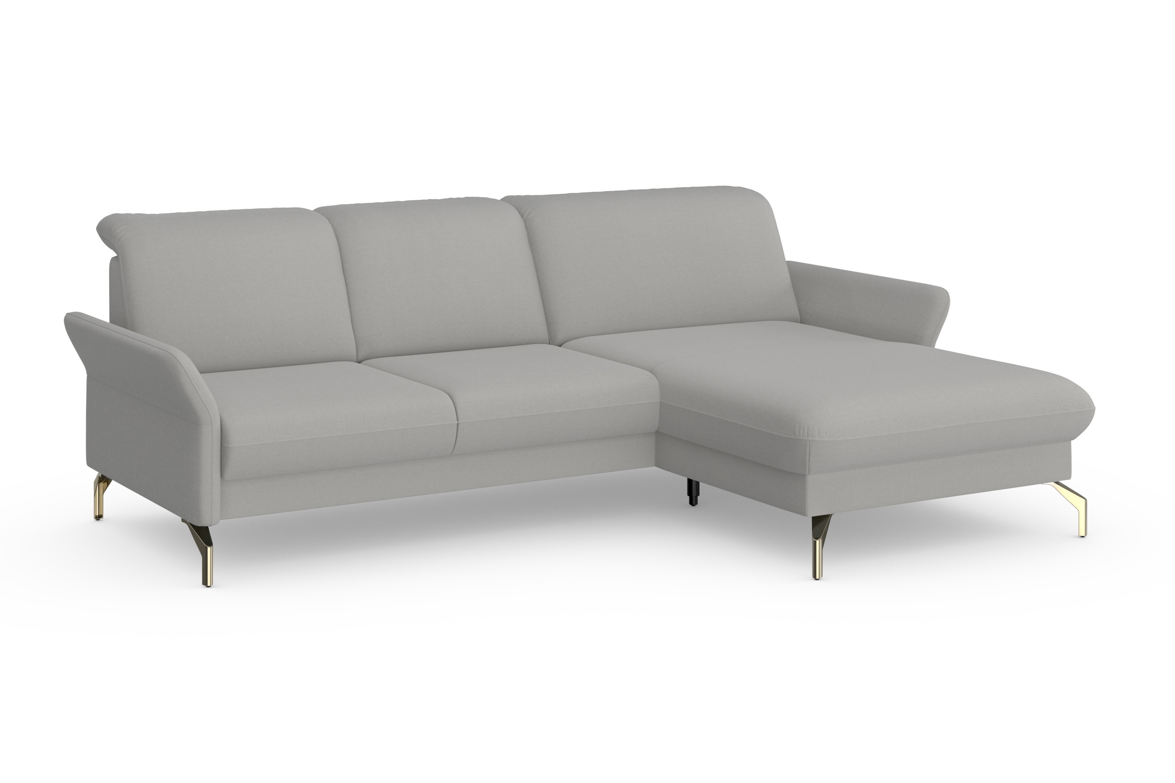 Ecksofa SIT & MORE "Fashion L-Form", grau (hellgrau), B:253cm H:84cm T:165cm, Sofas, Ecksofa, wahlweise mit Kopfteilverstellung, Vorziehsitz, motorisch, Nickelfüße 5