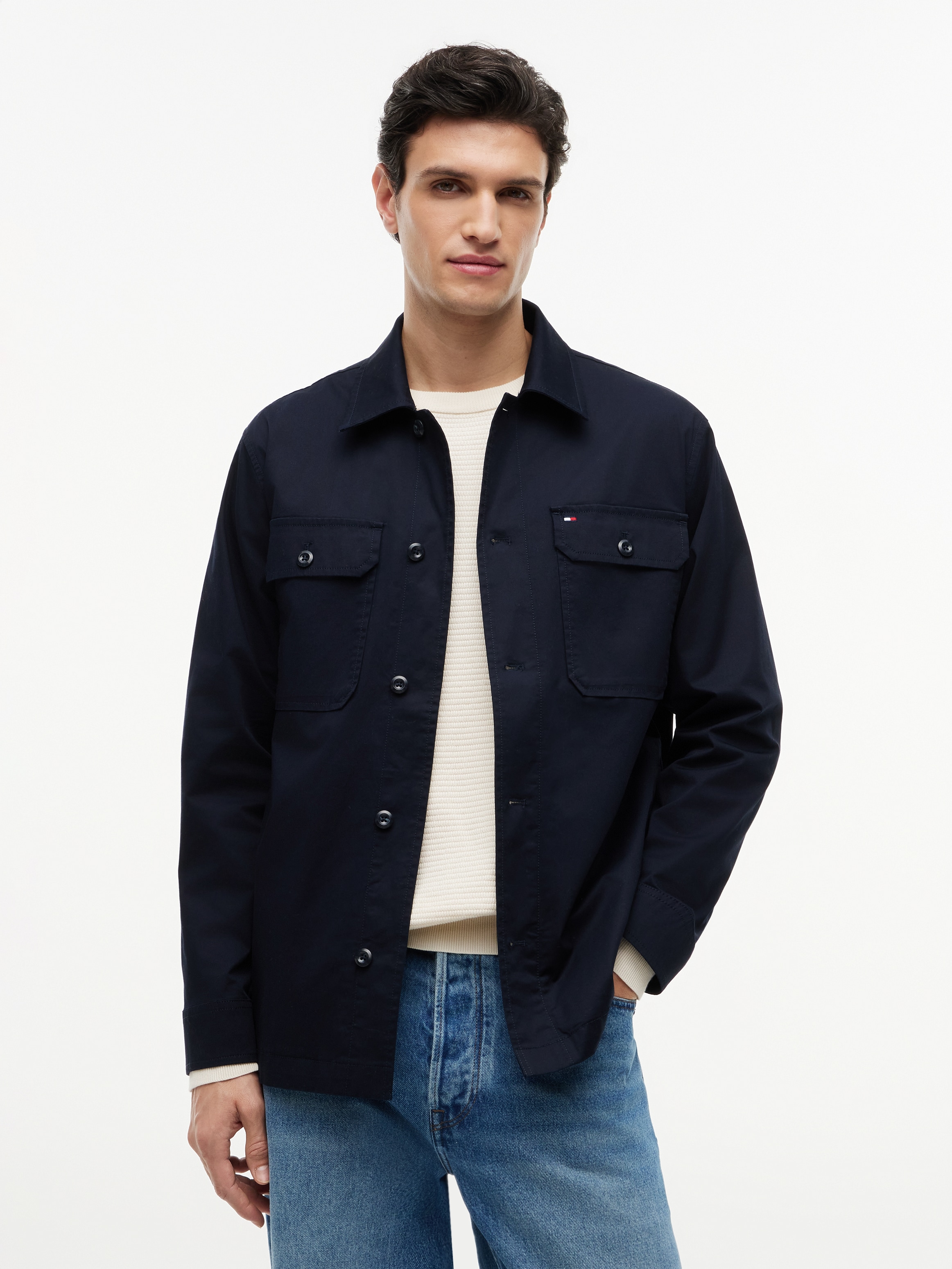 Tommy Hilfiger Hemdjacke "COTTON BLEND SHIRT JACKET" aus Baumwoll-Mix, Regular Fit