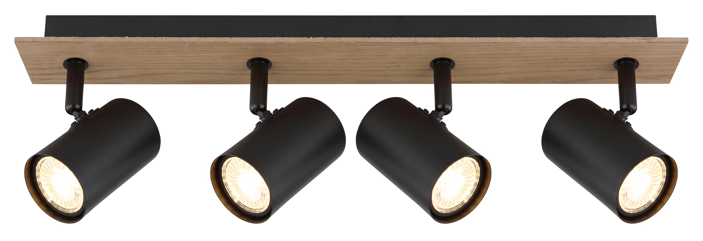 GLOBO LIGHTING Deckenstrahler »LINCA«, Leuchtmittel GU10 | ohne Leuchtmittel, Deckenspot/holzoptik/schwarz/Flur/Wohnzimmer