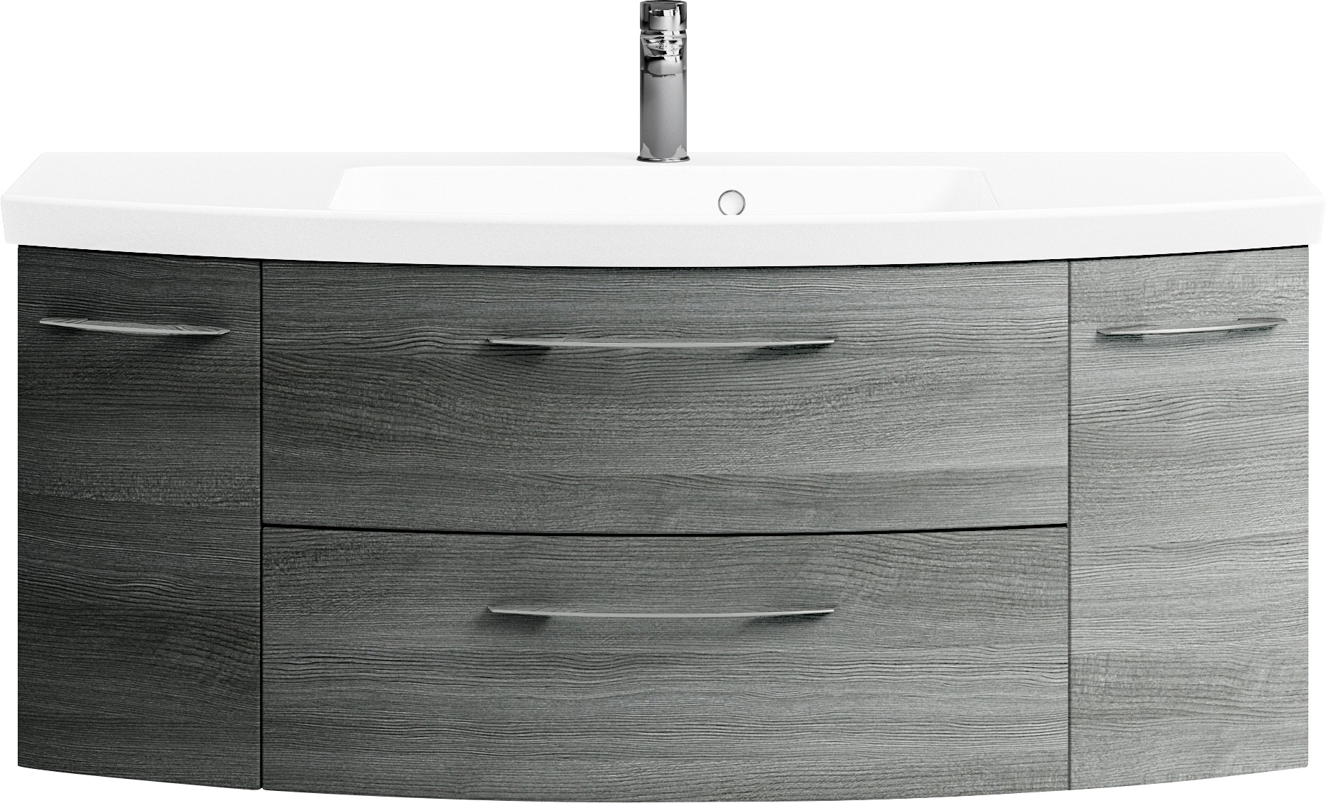 Saphir Badmöbel-Set »Cassca Sprint 3-teilig Mineralmarmor-Waschtisch mit LED-Spiegelschrank«, (4 St.), mit Midischrank, inkl. Türdämpfer, 6 Türen, 4 Türen