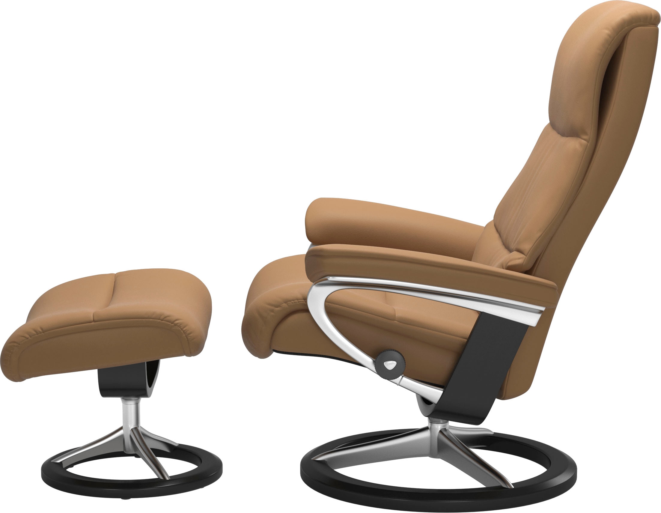 Stressless® Relaxsessel »View«, (Set, Relaxsessel mit Hocker), mit Signature Base, Größe M,Gestell Schwarz
