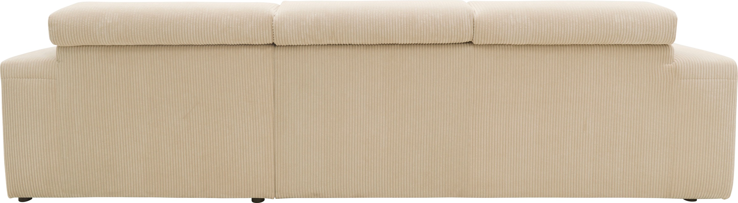 DOMO collection Ecksofa »Brandon B/T/H: 289/177/80 cm, whlw. mit Sitztiefenverstellung, L-Form«, ohne Sitztiefenverstellung, Cord, creme