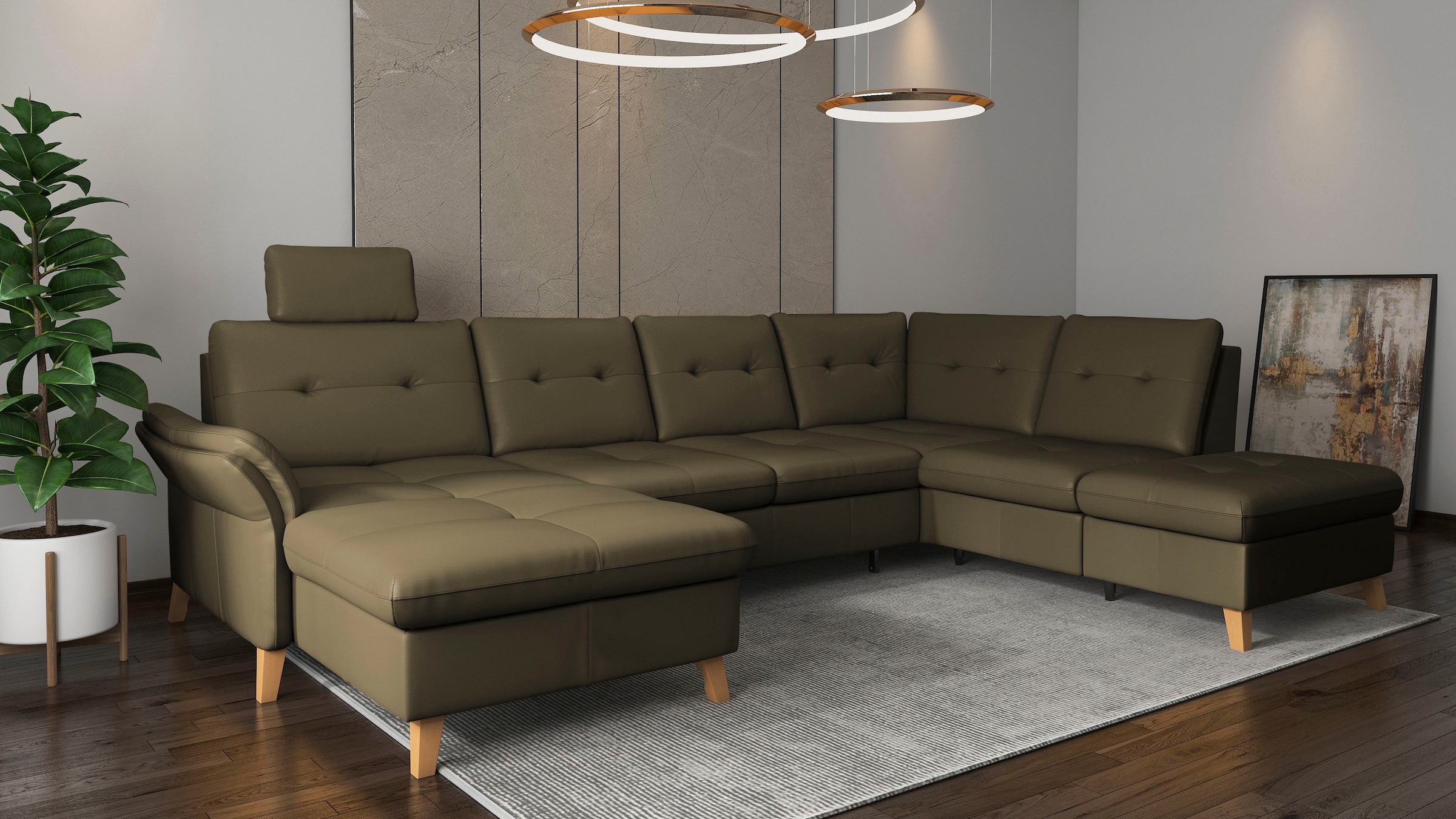 sit&more Wohnlandschaft »Göteborg«, inkl. Sitztiefenverstellung, wahlweise mit Bettfunktion & Bettkasten