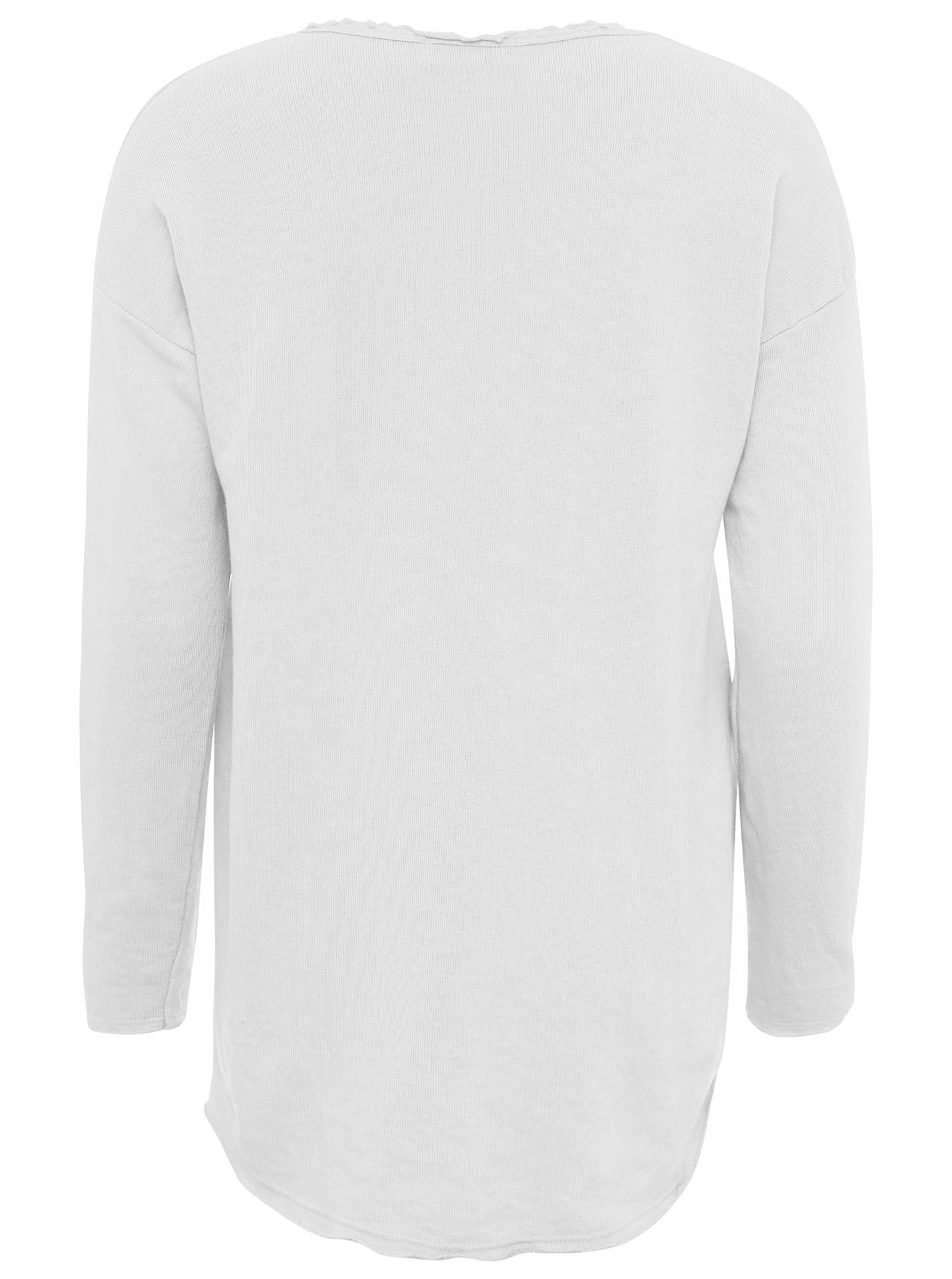 Zwillingsherz Sweatshirt »"Positive Mind"«, Mit V-Ausschnitt im Used Look und Stempeldruck