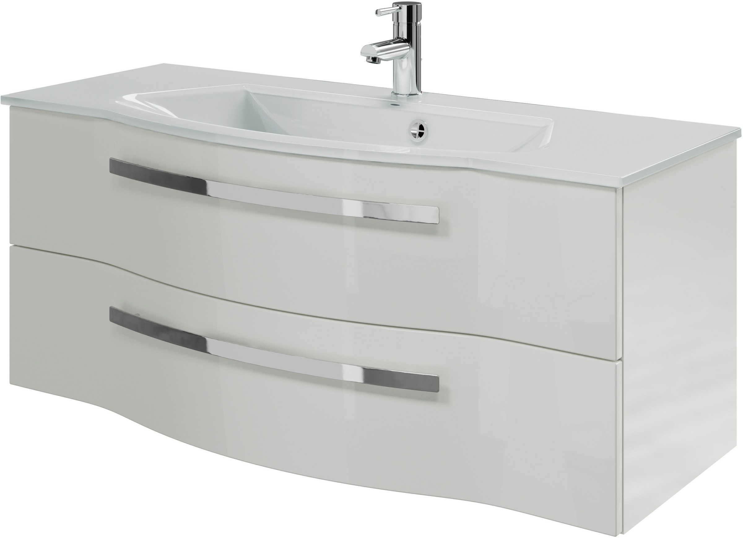 Saphir Badmöbel-Set »Serie 4005«, (Set, 3 St.), Badmöbel-Set Serie 4005, vormontiert, Glaswaschbecken, Spiegelschrank