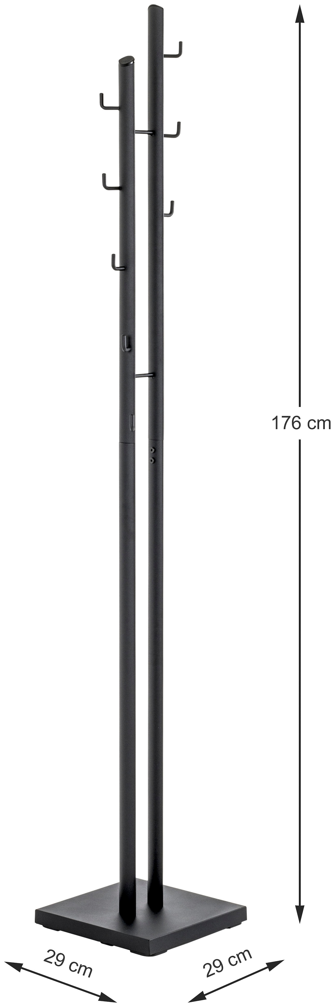 HAKU Garderobenständer »Kleiderständer, Standgarderobe« rund - aus Metall Schwarz - B/T/H 29/29/176 cm