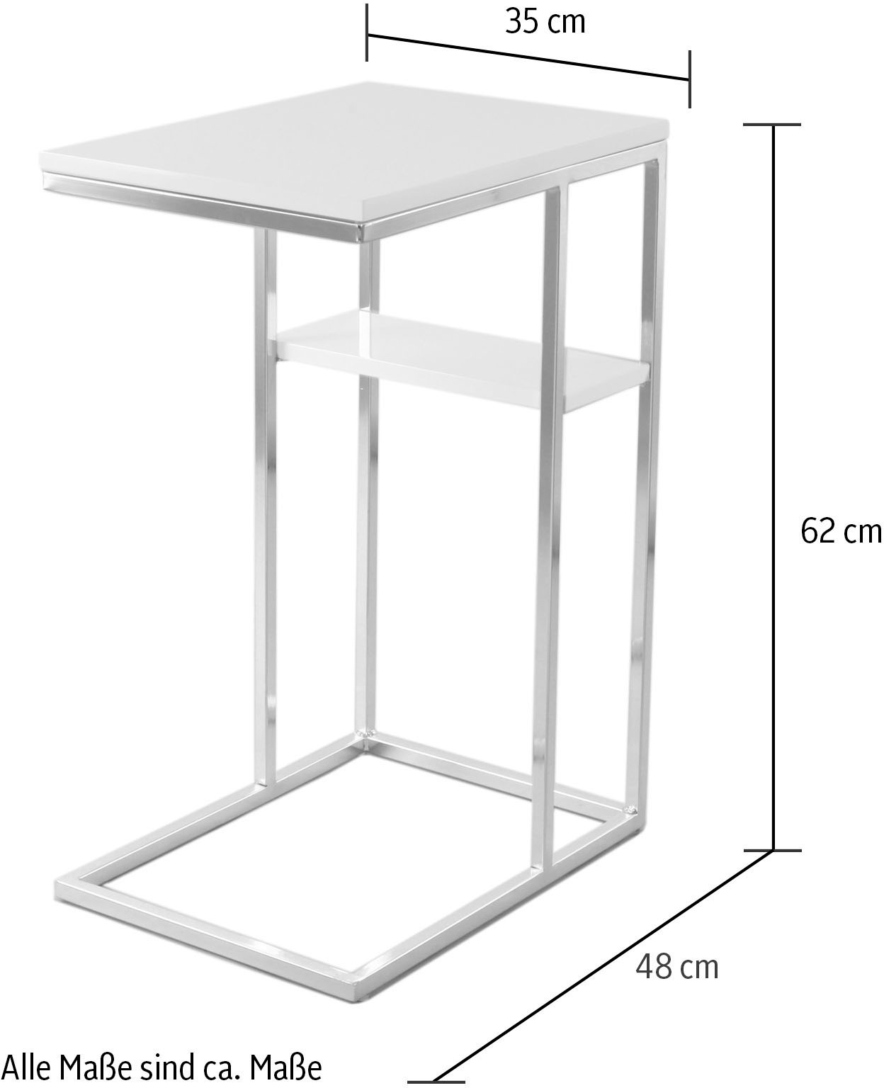 Kayoom Beistelltisch »Lucilla 225, Beistelltisch in eleganter Optik, in rechteckiger Form«, (1 St.), Modernes C-Form, dezentes Design, mit zusätzlicher Ablage