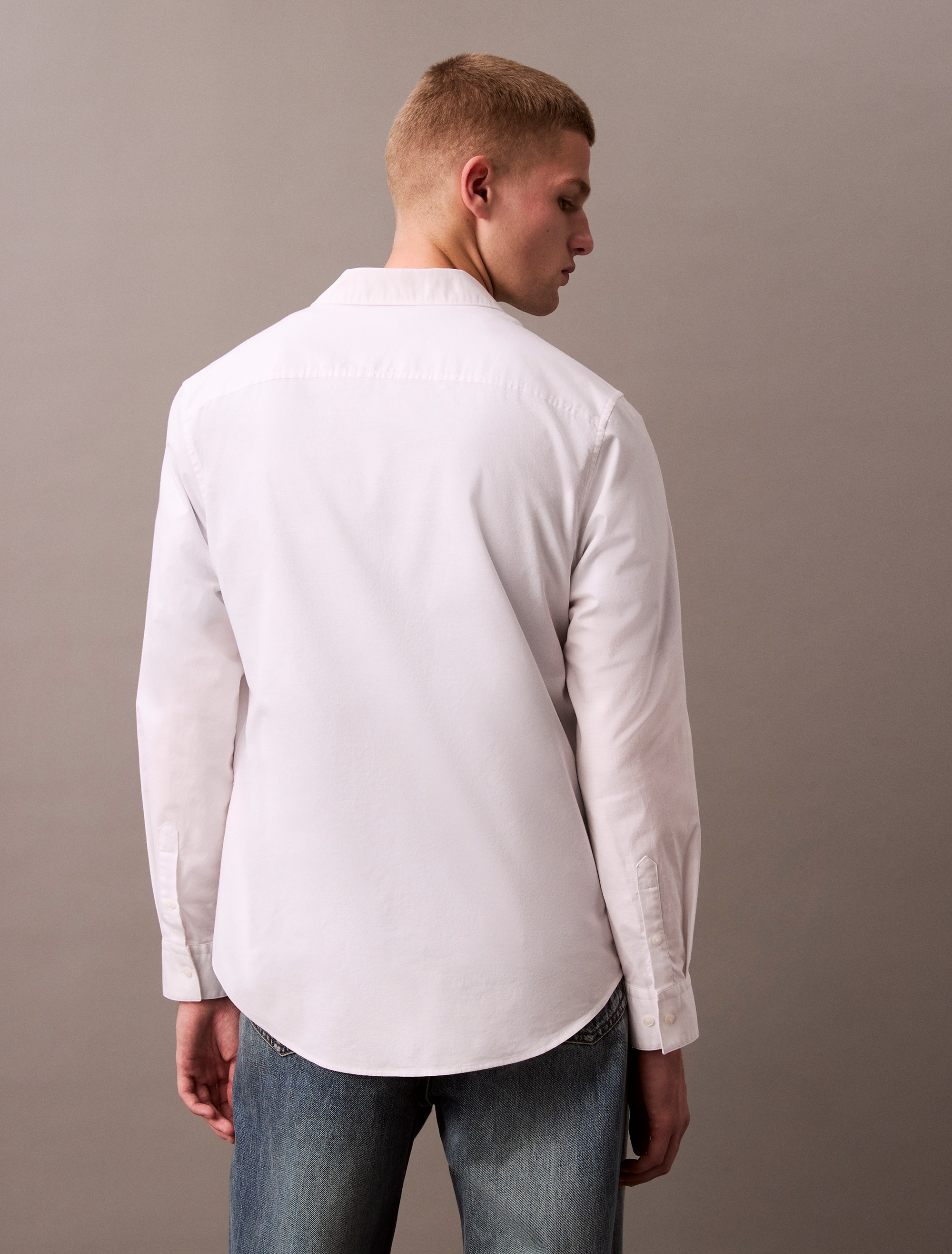 Calvin Klein Jeans Langarmhemd, Button-Down-Kragen, Baumwoll-Stretch günstig online kaufen