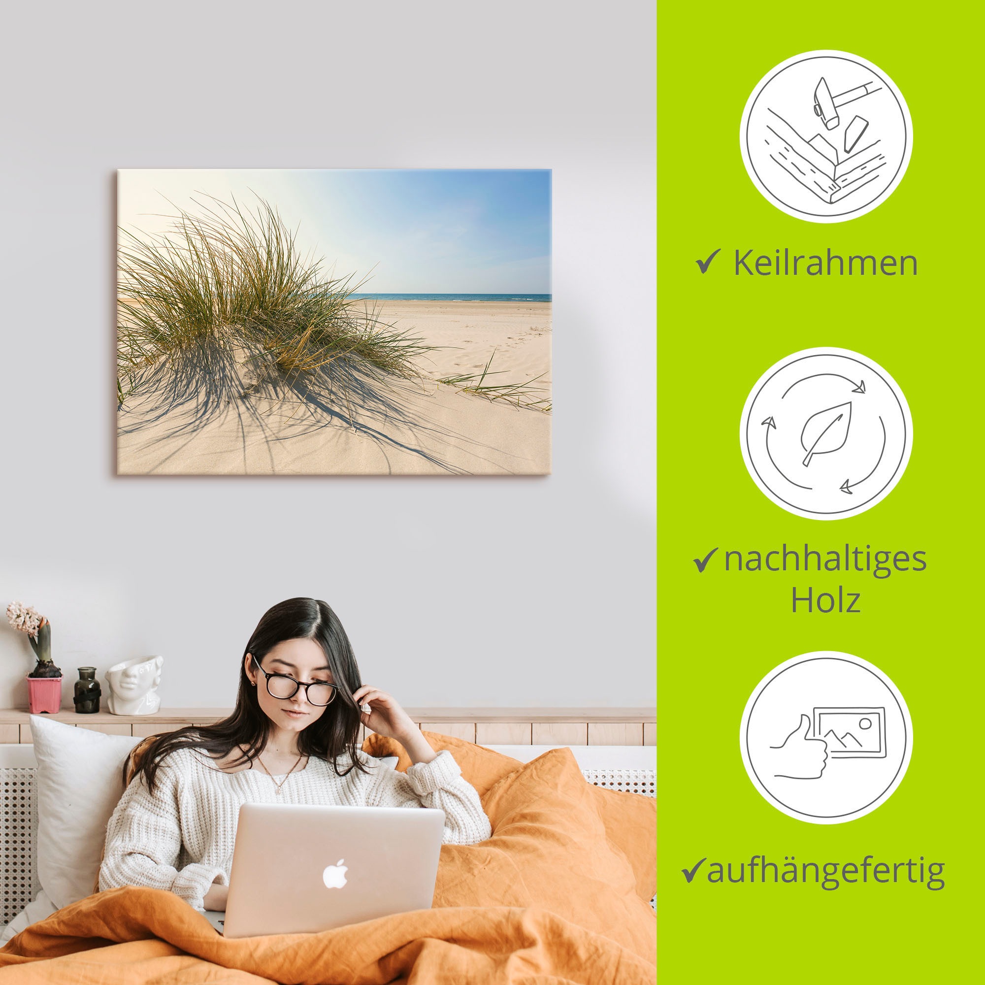 Artland Wandbild »Strandgras«, Küste, (1 St.), als Alubild, Outdoorbild, Leinwandbild, Poster, Wandaufkleber