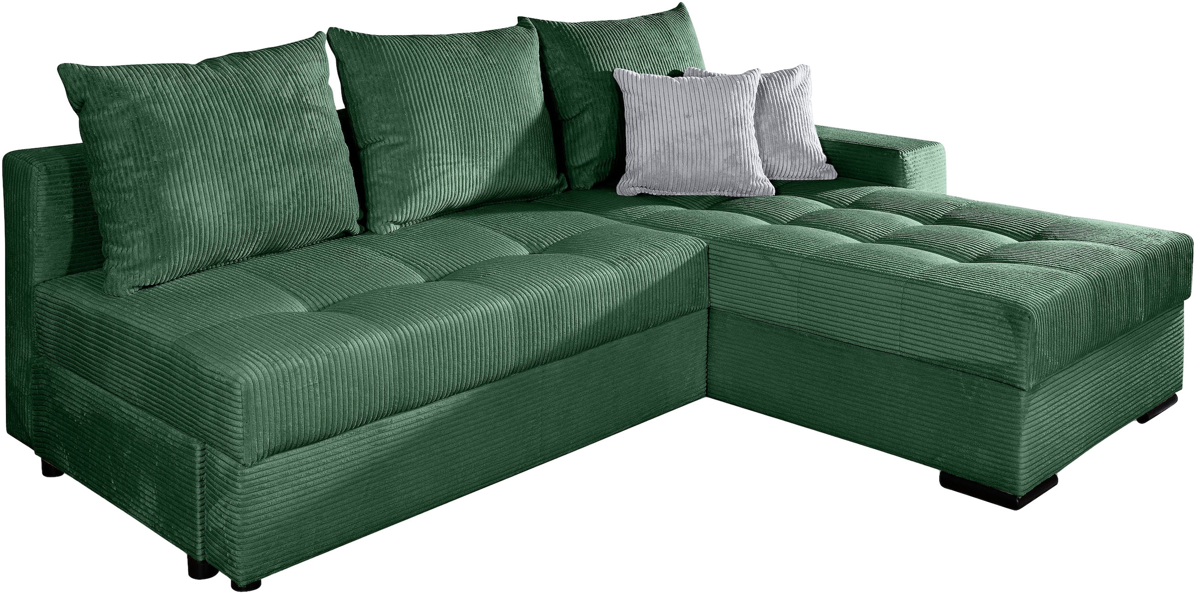 COLLECTION AB Ecksofa »Josy L-Form, B: 214 cm in Cord, Cord-Mix« Bettfunktion, Bettkasten & 2 Zierkissen, Federkern