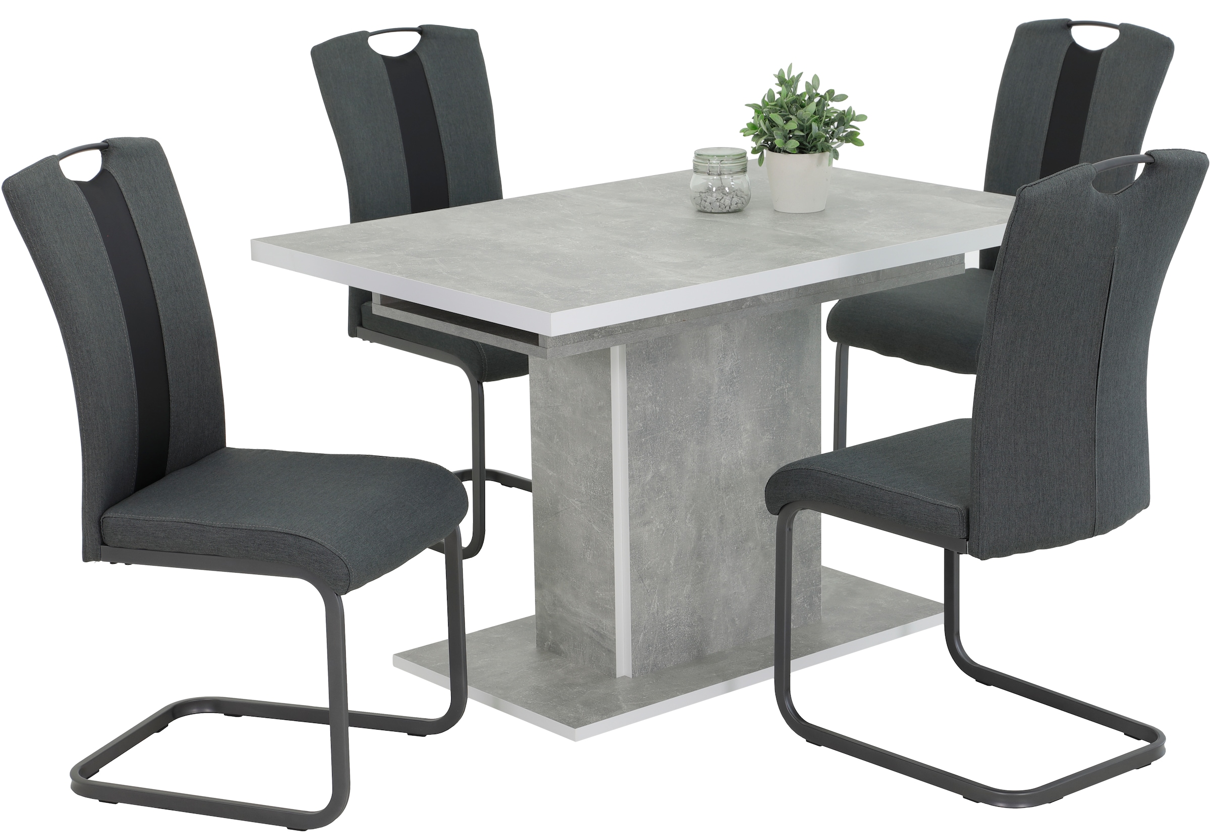 HELA Essgruppe "DONAU" 5 Stk. tlg. Säulentisch;Einlegeplatte;ausziehbar;Sch günstig online kaufen