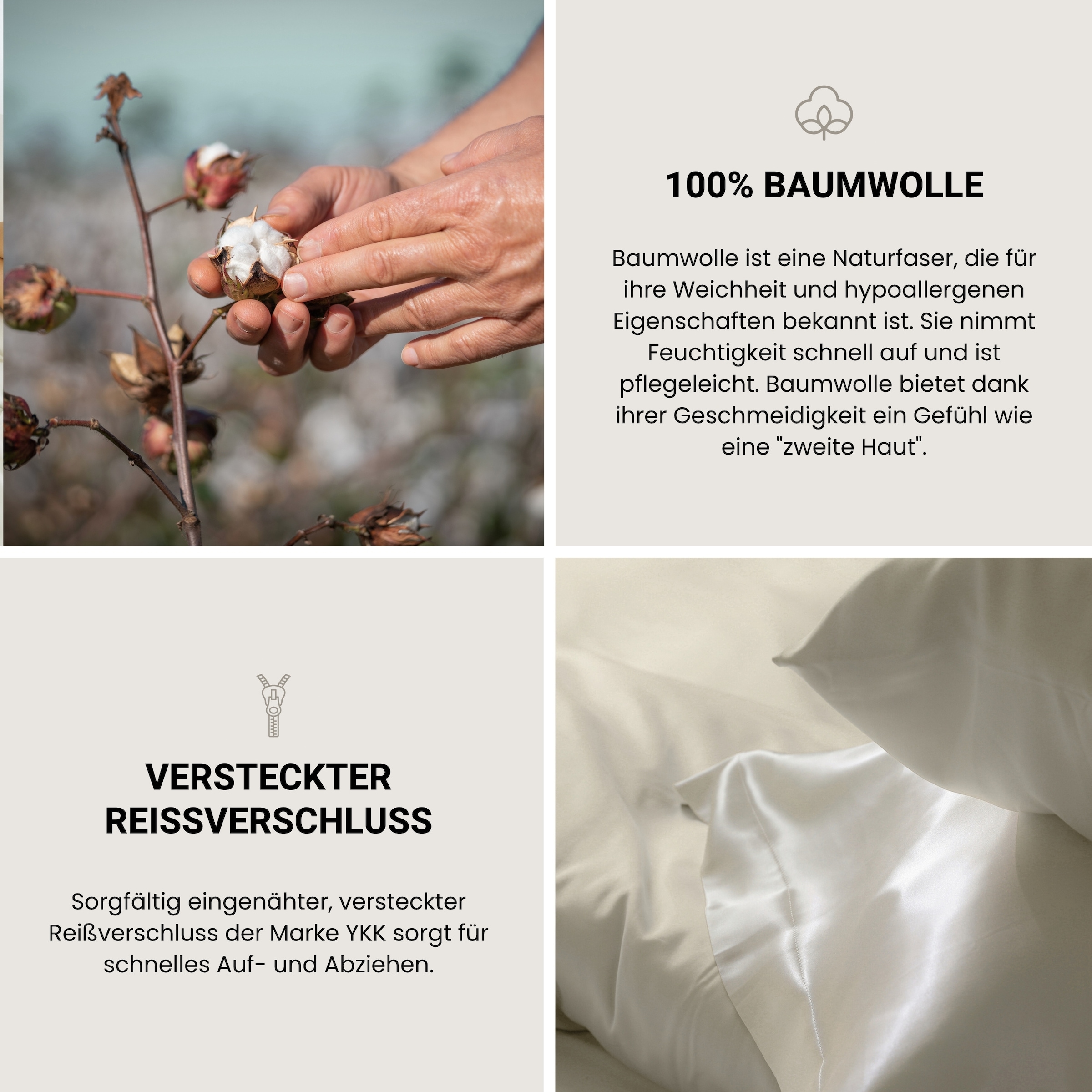 Schiesser Kissenhülle »Ella Premium Kissenhüllenset aus feinstem Baumwollsatin, 40x80 cm«, (2 St.), Made in Green
