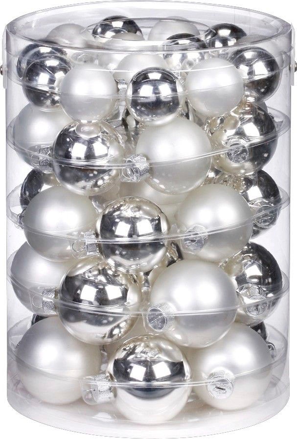 MAGIC by Inge Weihnachtsbaumkugel »Frosty Silver, Weihnachtsdeko,  Christbaumschmuck«, (Set, 46 St.), Christbaumkugeln aus Glas, 45 Kugeln Ø  ca. 4-6 cm, inkl. Spitze 28 cm bestellen | BAUR