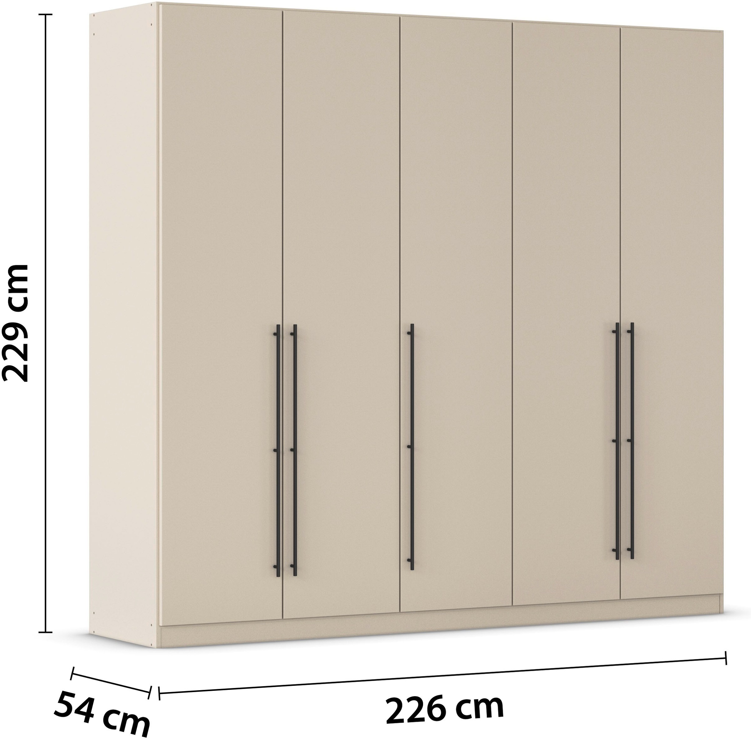 rauch Kleiderschrank, (in 3 verschiedenen Ausstattungen BASIC/CLASSIC/PREMIUM), mit hochwertigen Stangengriffen in Schwarz aus Metall MADE IN GERMANY