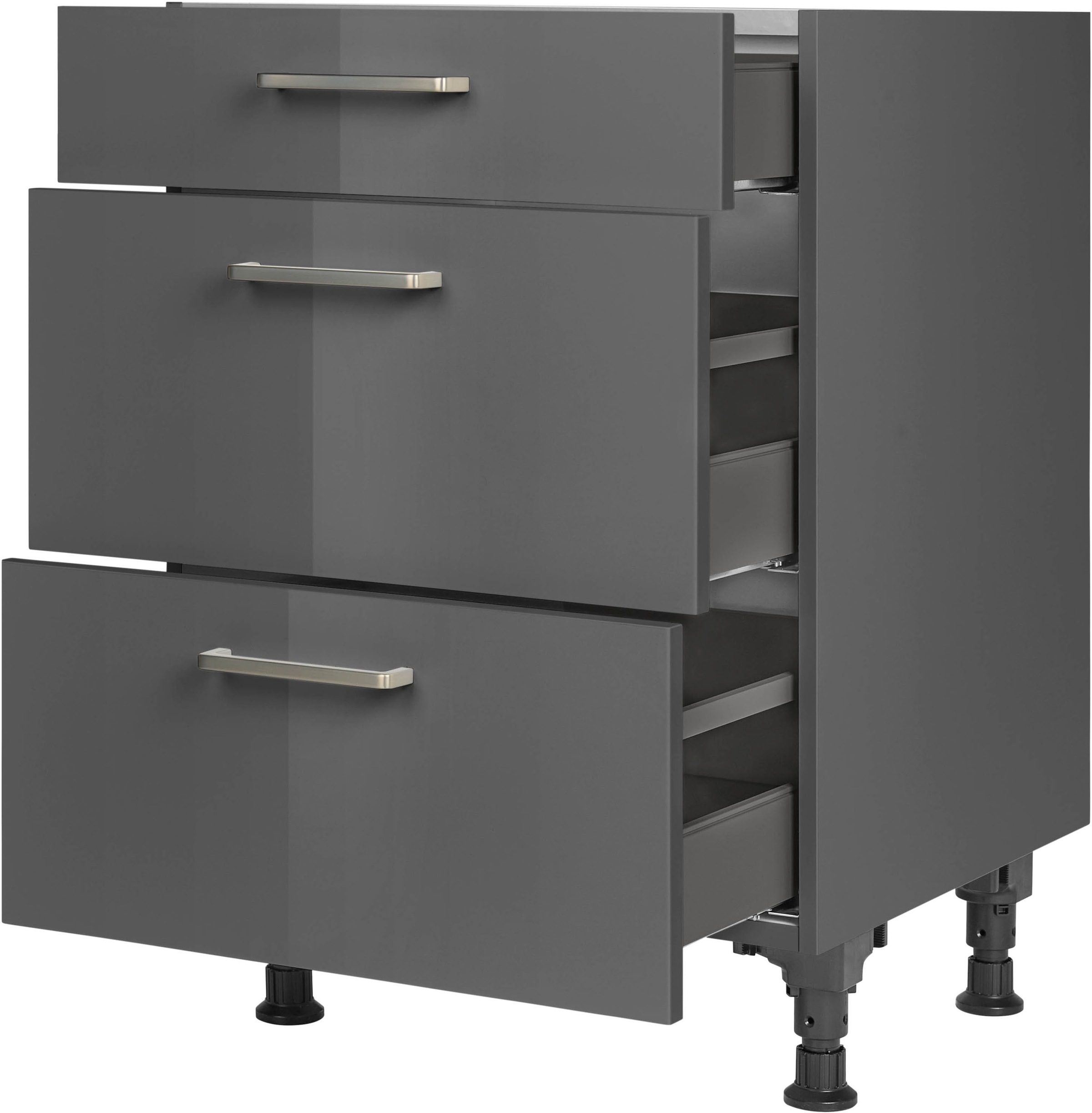 nobilia® Unterschrank »"Flash", vormontiert, mit höhenverstellbaren Sockelfüßen, in den«, Breiten 30, 45, 60 und 90 cm, mit Schubkasten und Auszügen