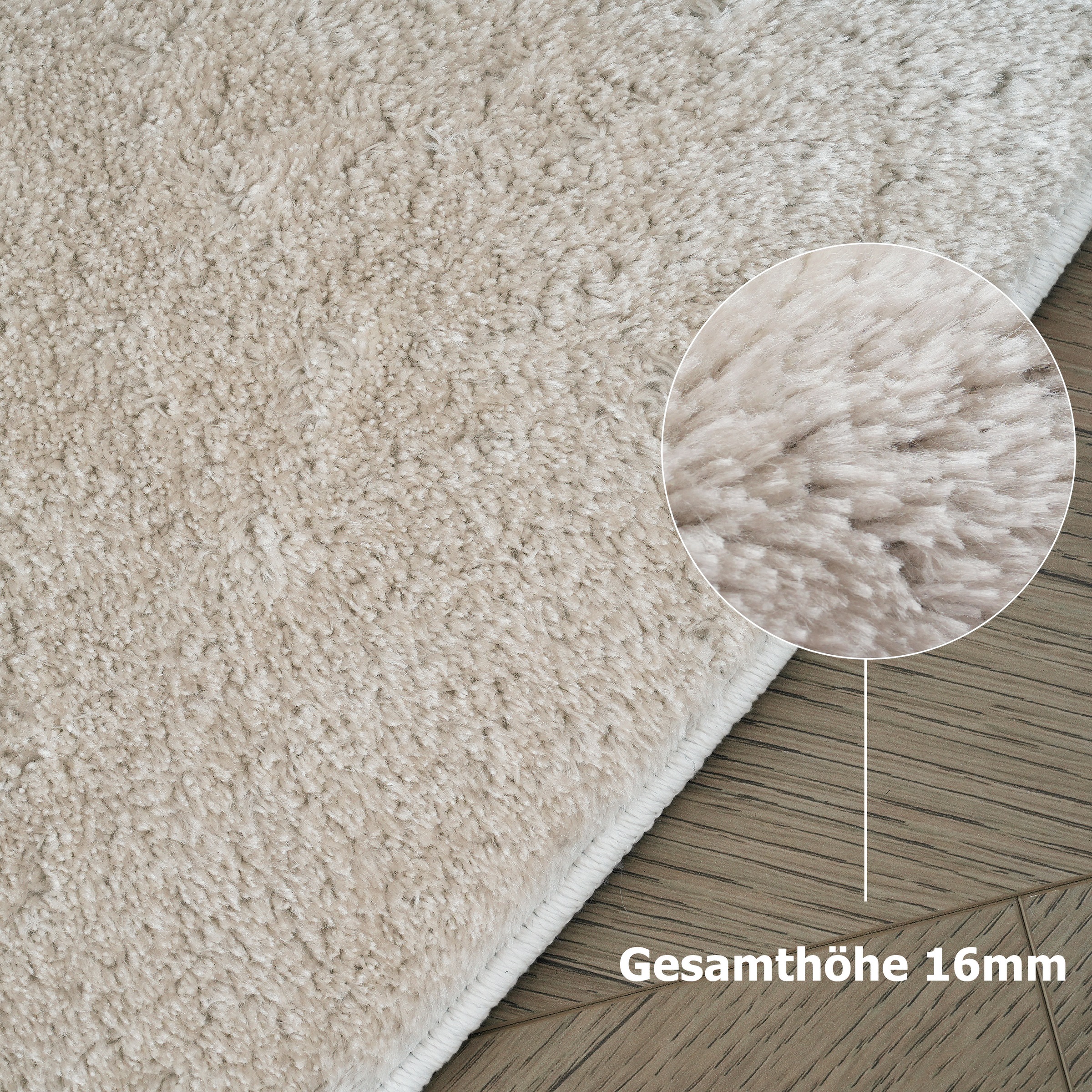 my home Teppich »Cali Bean«, U-förmig, 16 mm Höhe, besondere Form, Uni, weich, waschbar, Wohnzimmer, Schlafzimmer