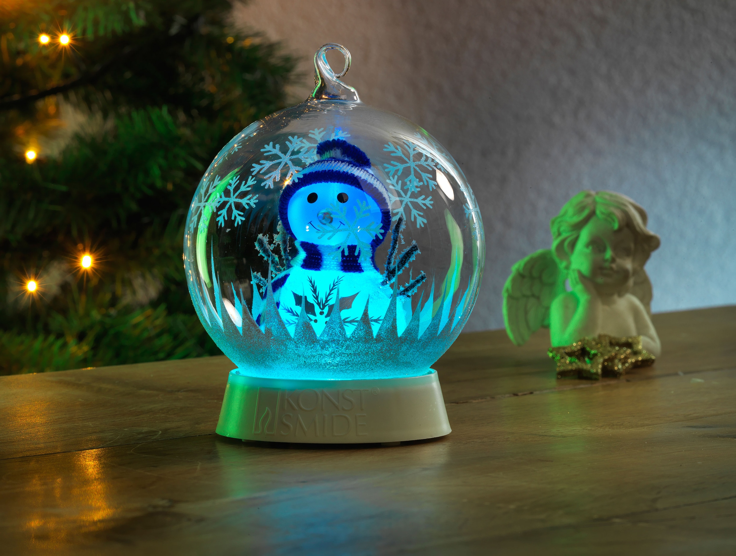 BAUR 1 Timer 6h Dekolicht »Weihnachtsdeko«, | Schneemann, LED 3 Glaskugel mit KONSTSMIDE flammig-flammig, Funktionen, RGB-Farbwechsel,