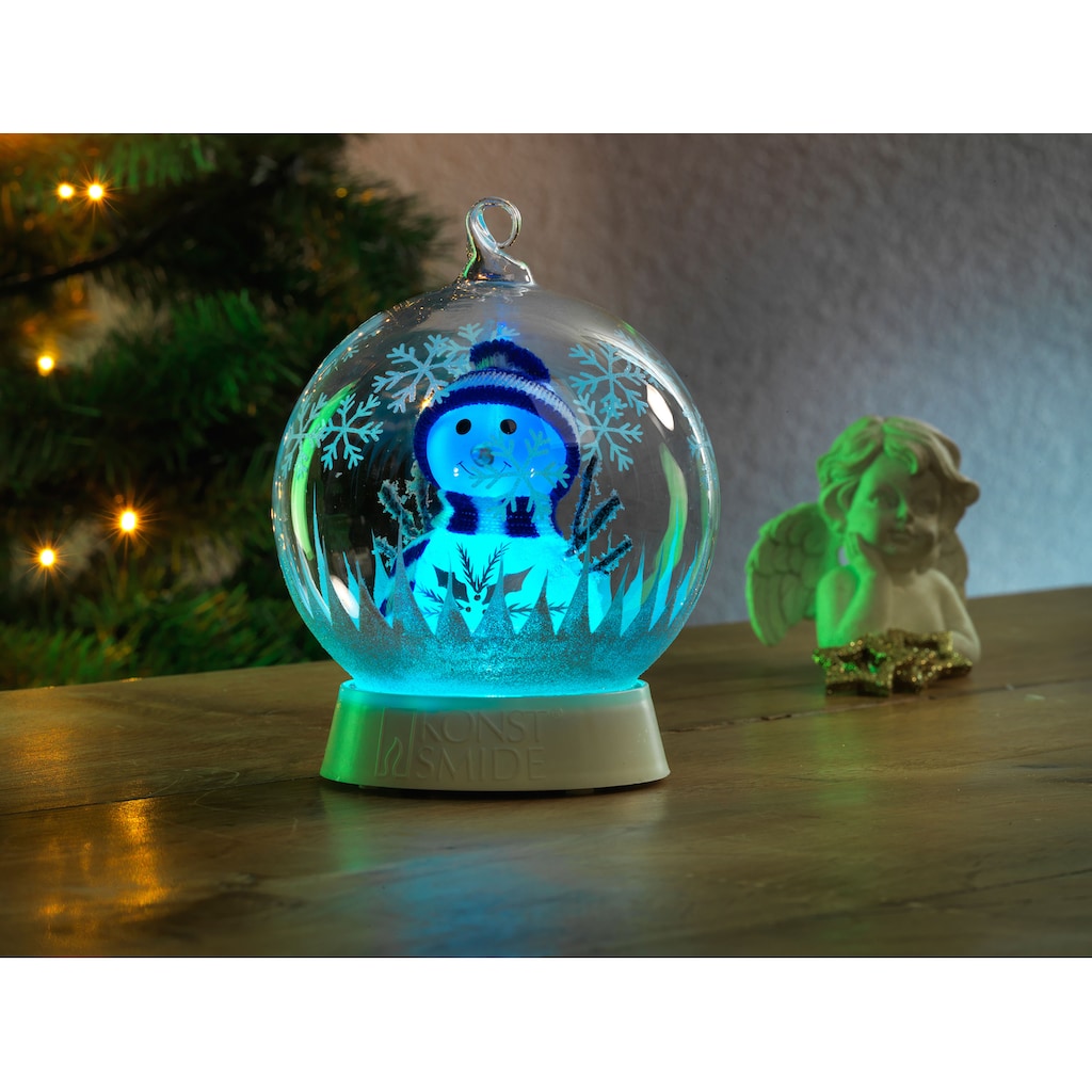 KONSTSMIDE LED Dekolicht »Weihnachtsdeko«, 1 flammig-flammig, Glaskugel Schneemann, mit 3 Funktionen, RGB-Farbwechsel, 6h Timer