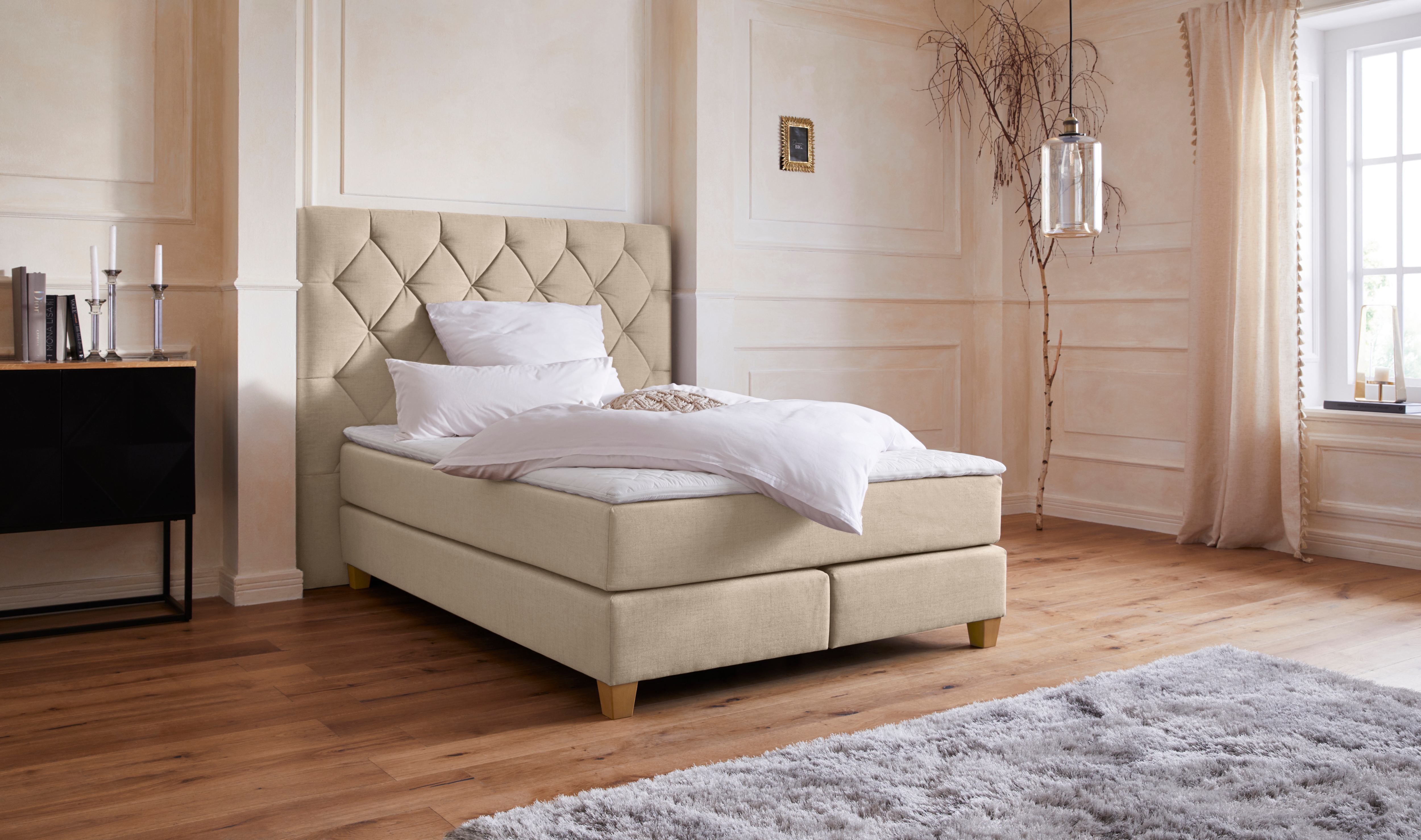 Home affaire Boxspringbett "Harmones hoch" in 3 Breiten, Härtegrad auch im Mix mit je 1 Matratze in H2 und H3