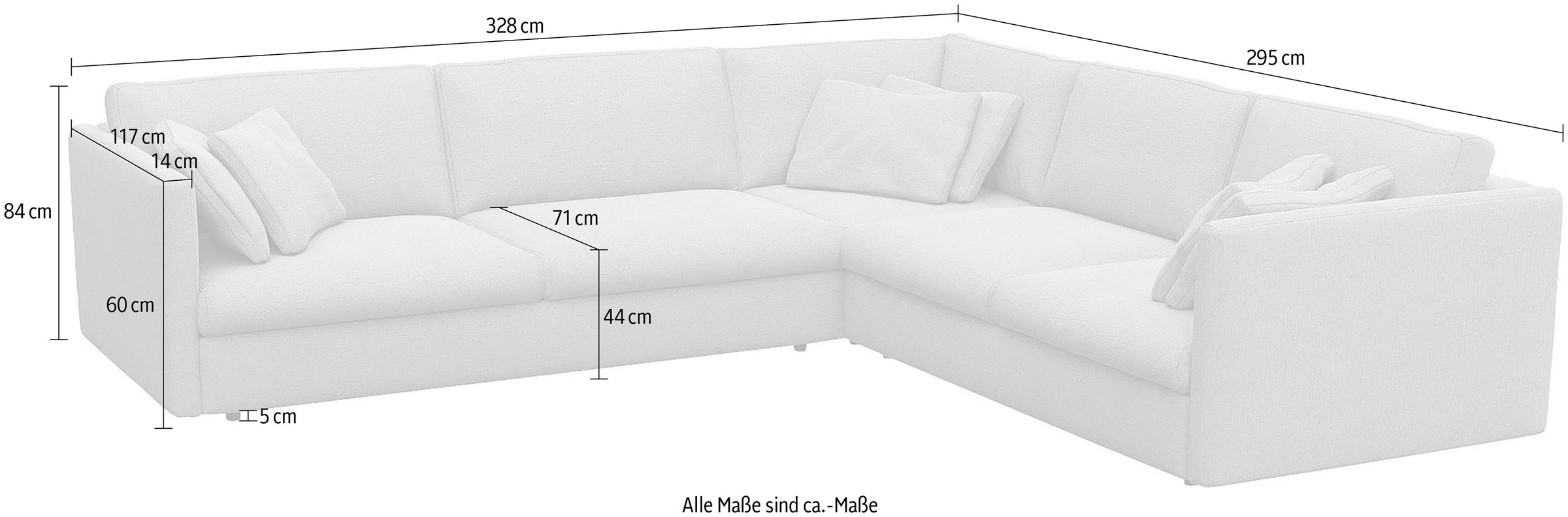 FLEXLUX Ecksofa »Lovane«, Weich & anschmiegsam, große Sitztiefe auf Kaltschaum, Dekokissen inkl.