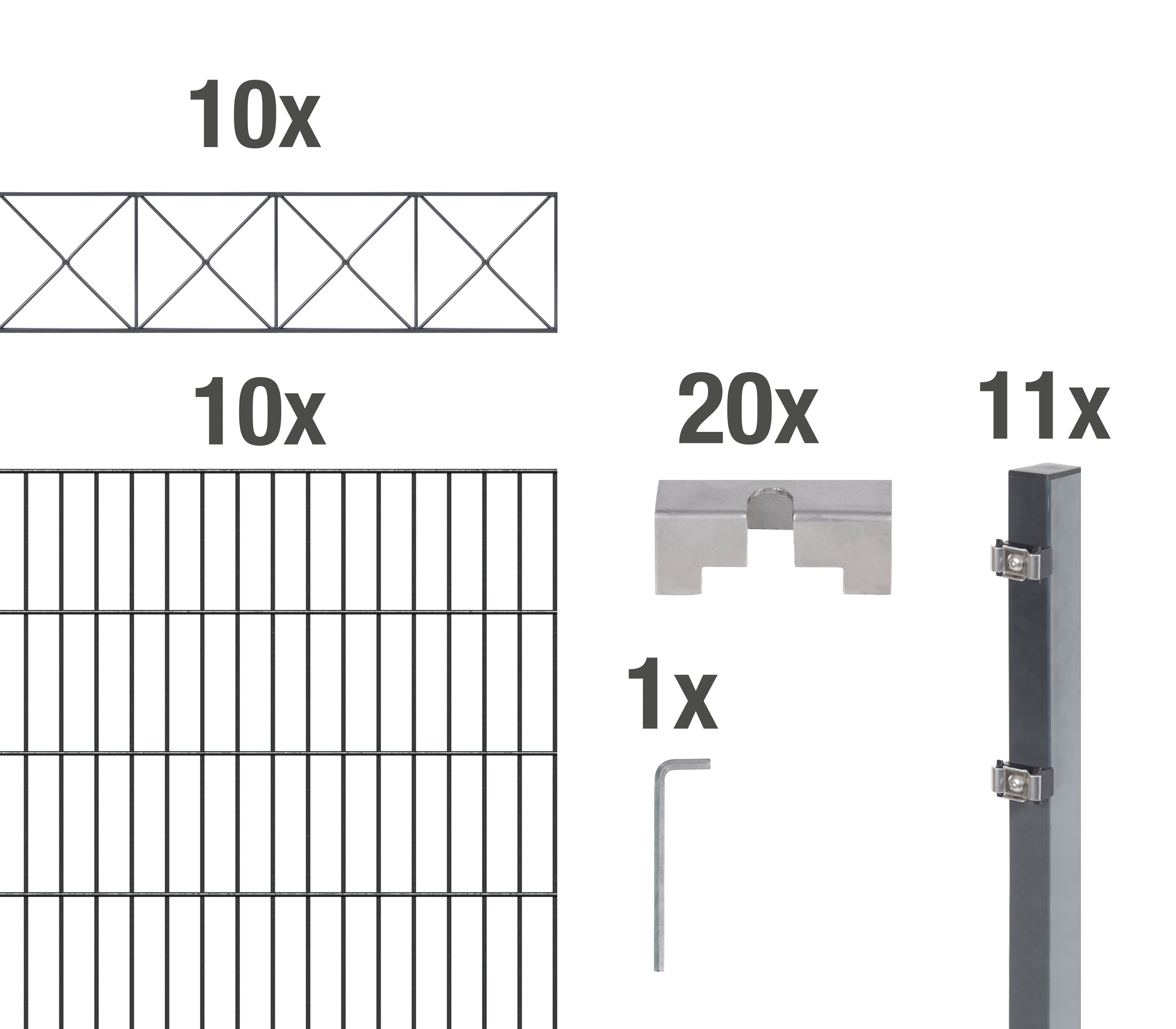 Alberts Doppelstabmattenzaun "Nexus", anthrazit, Höhe: 100-160cm, Gesamtlän günstig online kaufen