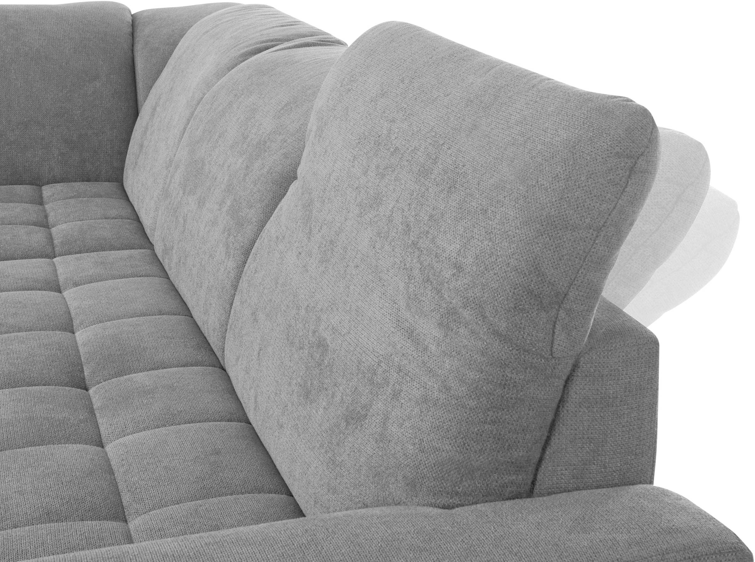 DOMO collection Ecksofa »Franzi, zeitlos und elegant, moderne Sitzheftung, L-Form«, wahlweise mit Kopfteilverstellung (dann Breite: 275 cm)