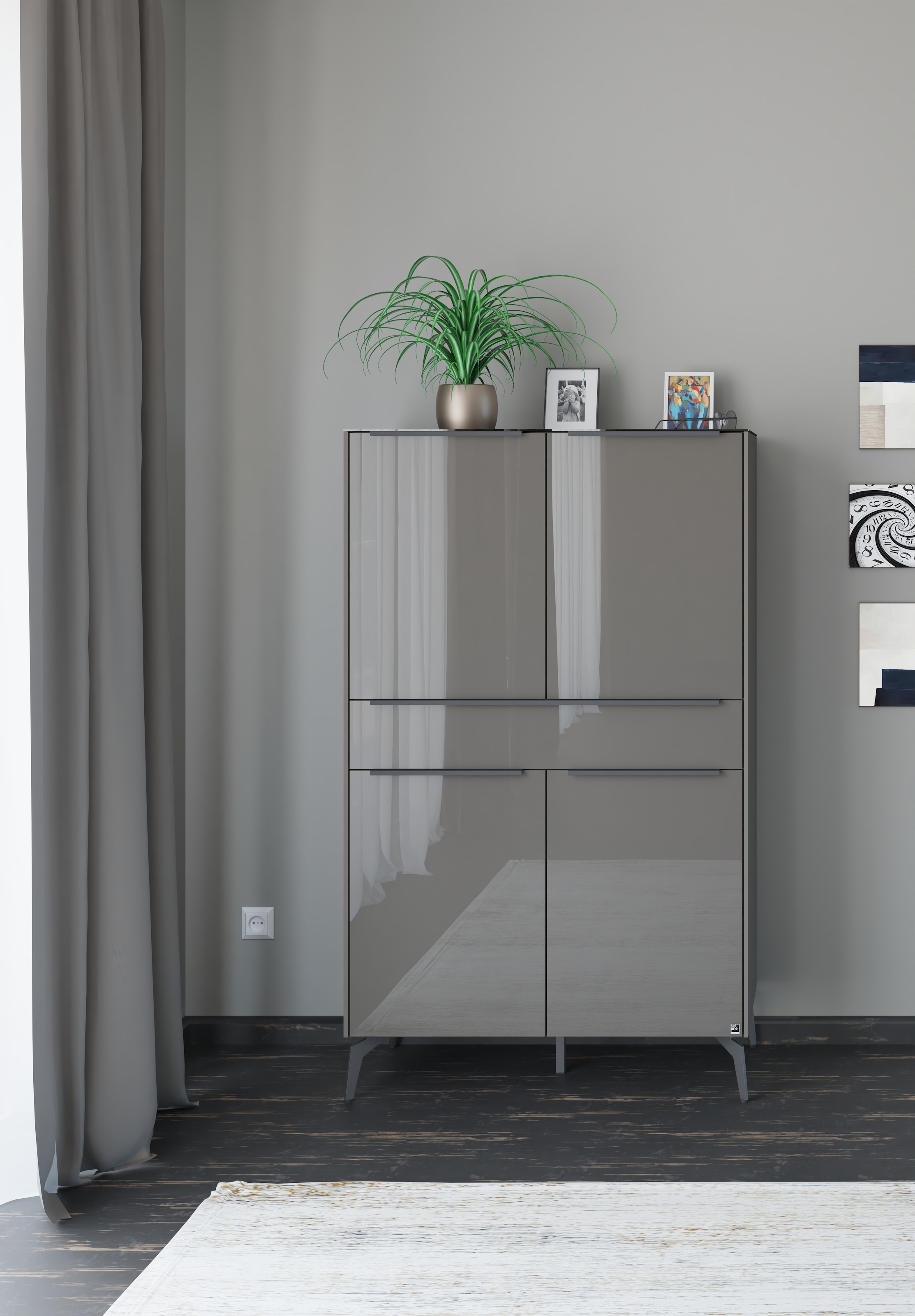 set one by Musterring Highboard "Reno" 1 Stk. tlg. Mit Winkelfuß in diversen Farben, 155 cm Höhe & Farbauswahl