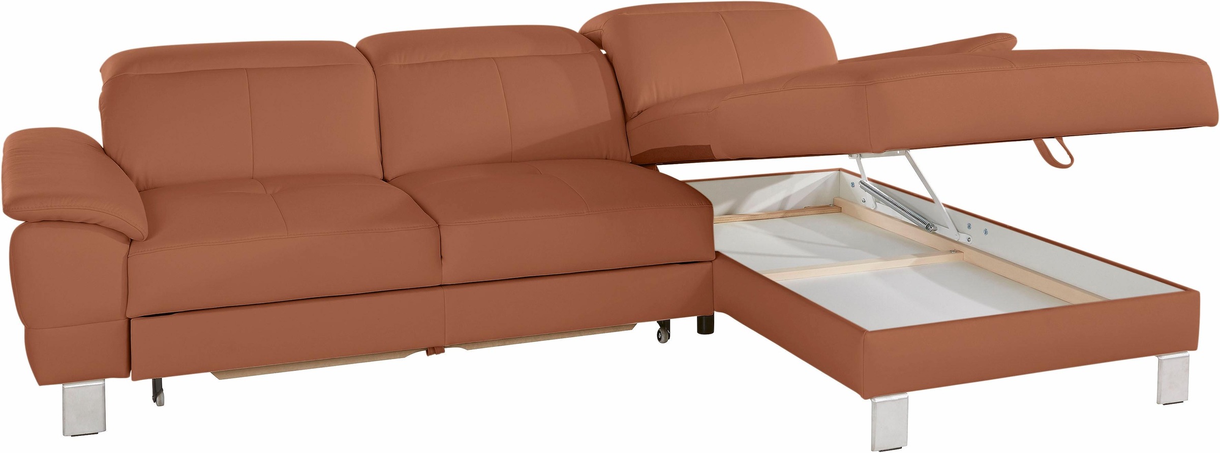 exxpo - sofa fashion Ecksofa »Mantua 2, inkl. Kopf- bzw. Rückenverstellung, bequem, L-Form«, wahlweise mit Bettfunktion und Bettkasten, tolle Verarbeitungsdetails