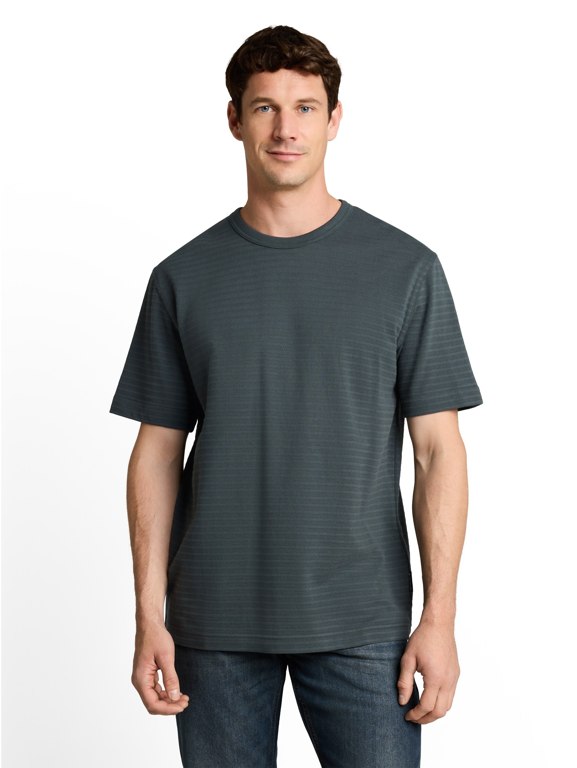 TOM TAILOR Kurzarmshirt Sommershirt mit feiner Streifen-Struktur