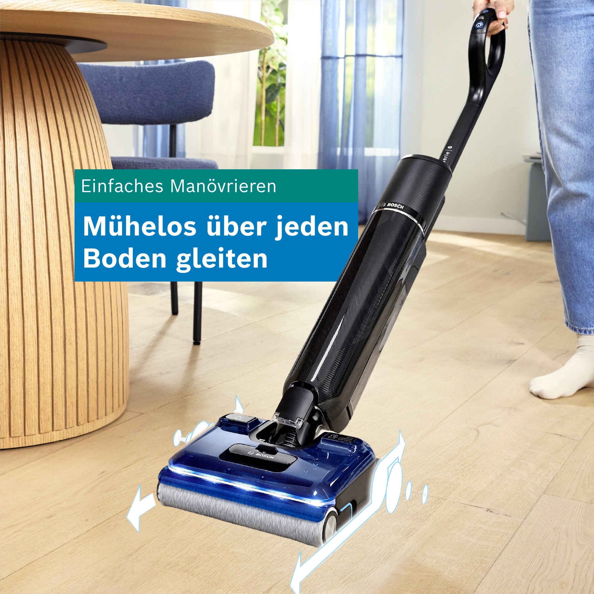 BOSCH Nass-Trocken-Sauger »OneFlow Serie 6 BHF61BM/BHF61BS, Selbstreinigung, 24.000 PA Saugkraft« Saugen & Wischen in einem, Anti-Haarverwicklung
