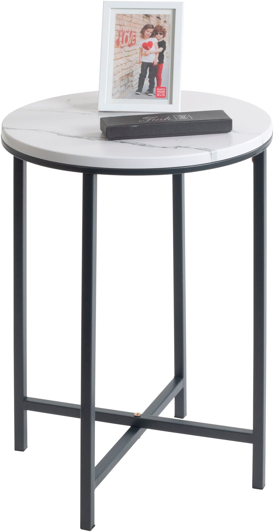 HAKU Beistelltisch "Sofatisch, Wohnzimmertisch" 1 Stk. tlg. rund - aus Metall Anthrazit - Ø/H 39/53 cm