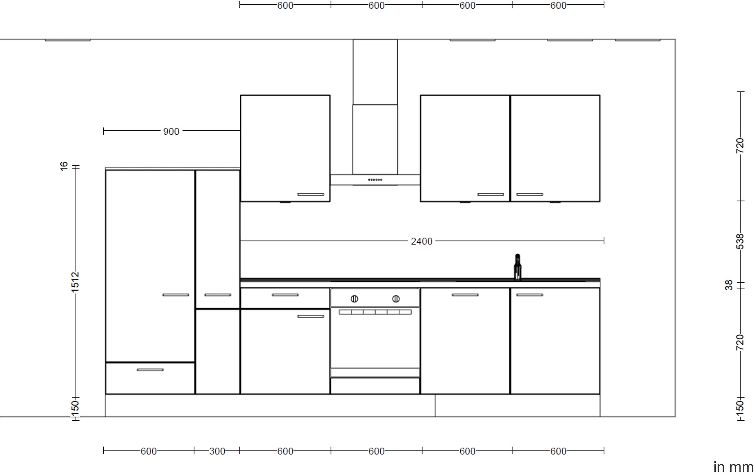 nobilia® Küchenzeile »"Laser I"«, vormontiert, Ausrichtung wählbar, Breite 330 cm, wahlw. mit E-Geräten
