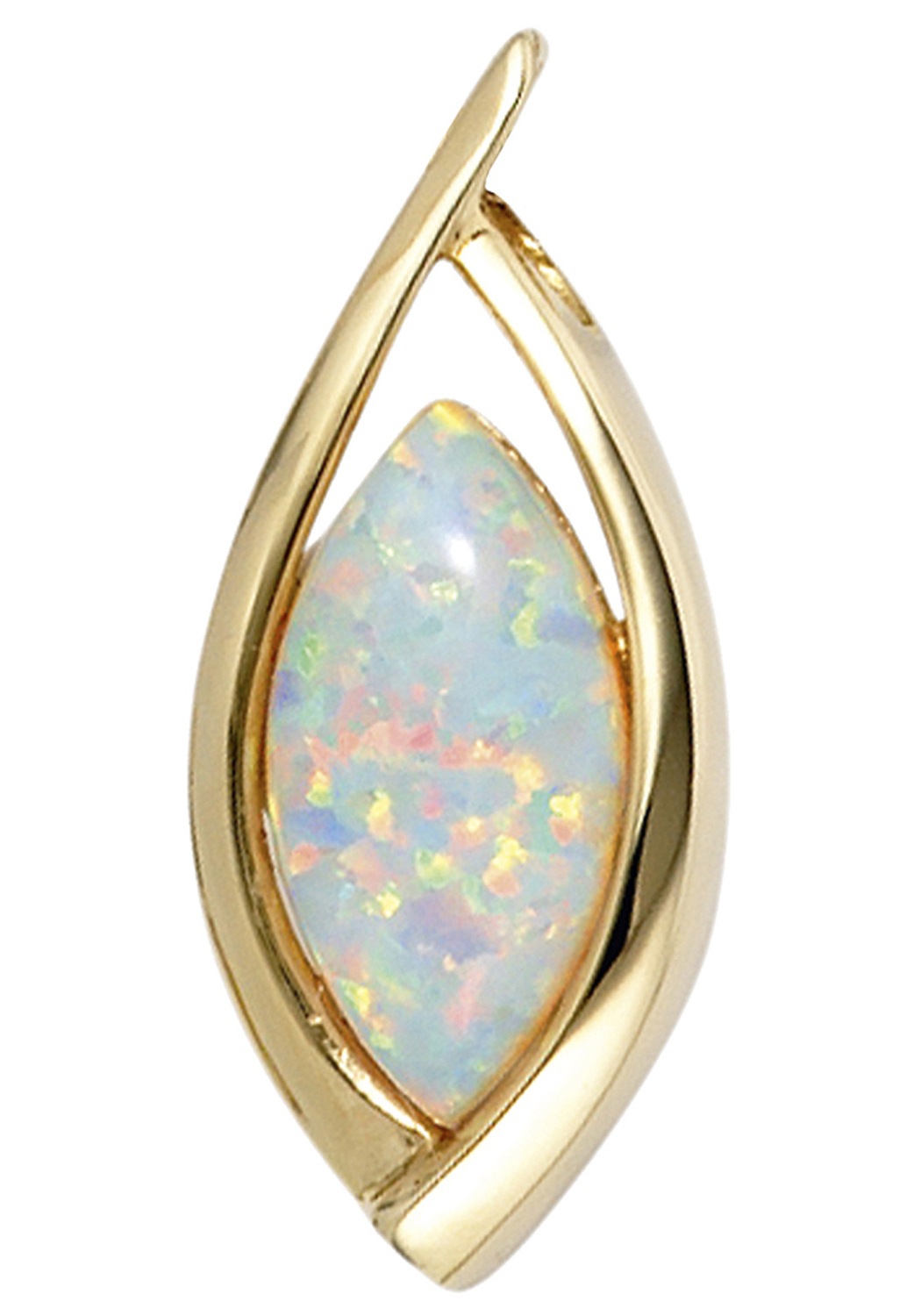 JOBO Damen Kettenanhänger "Opal-Anhänger spitz 24 mm", Gelbgold 375, gold, Gelbgold 375, Schmuckanhänger, 9 Karat 375 Gold mit synthetischem Opal