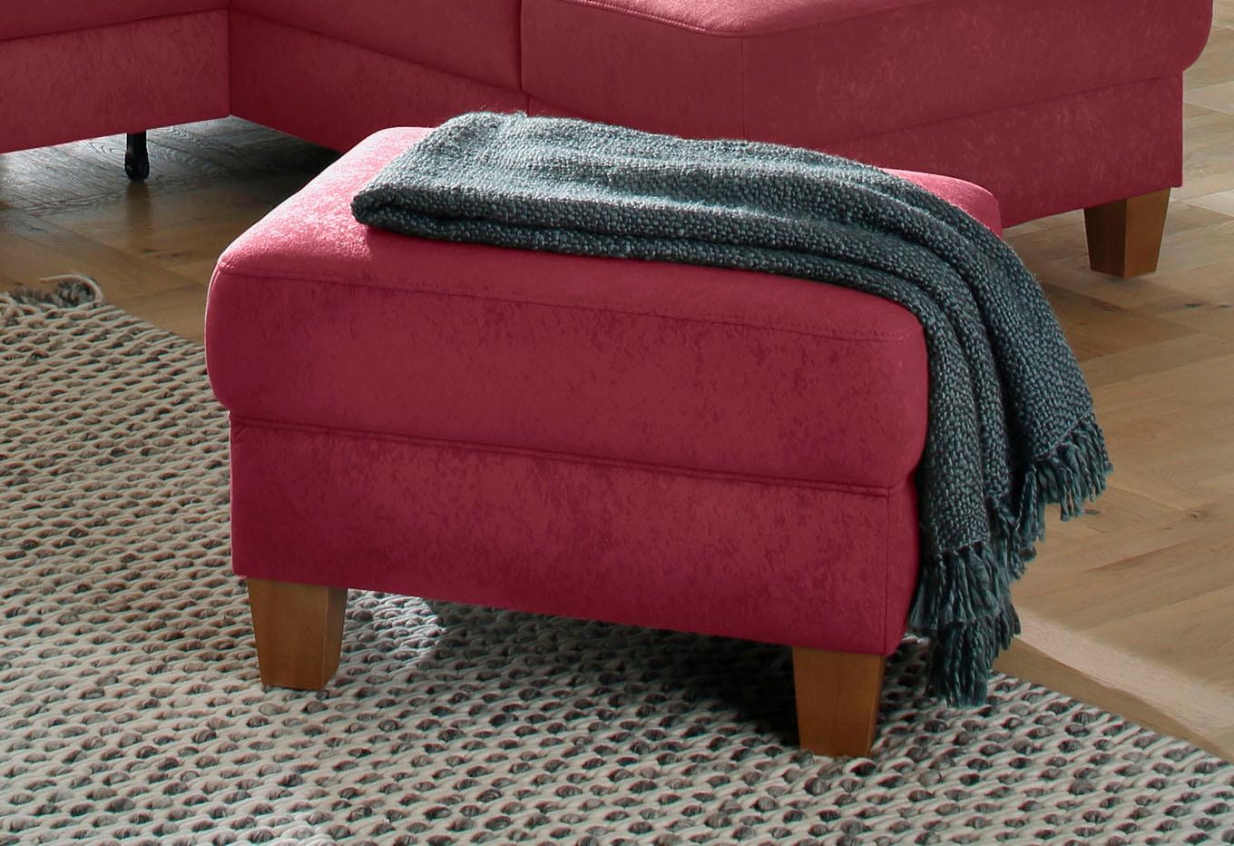 OTTO home Hocker "Texel" mit Federkern und Kontrastnaht, Füße Buche eichefarben